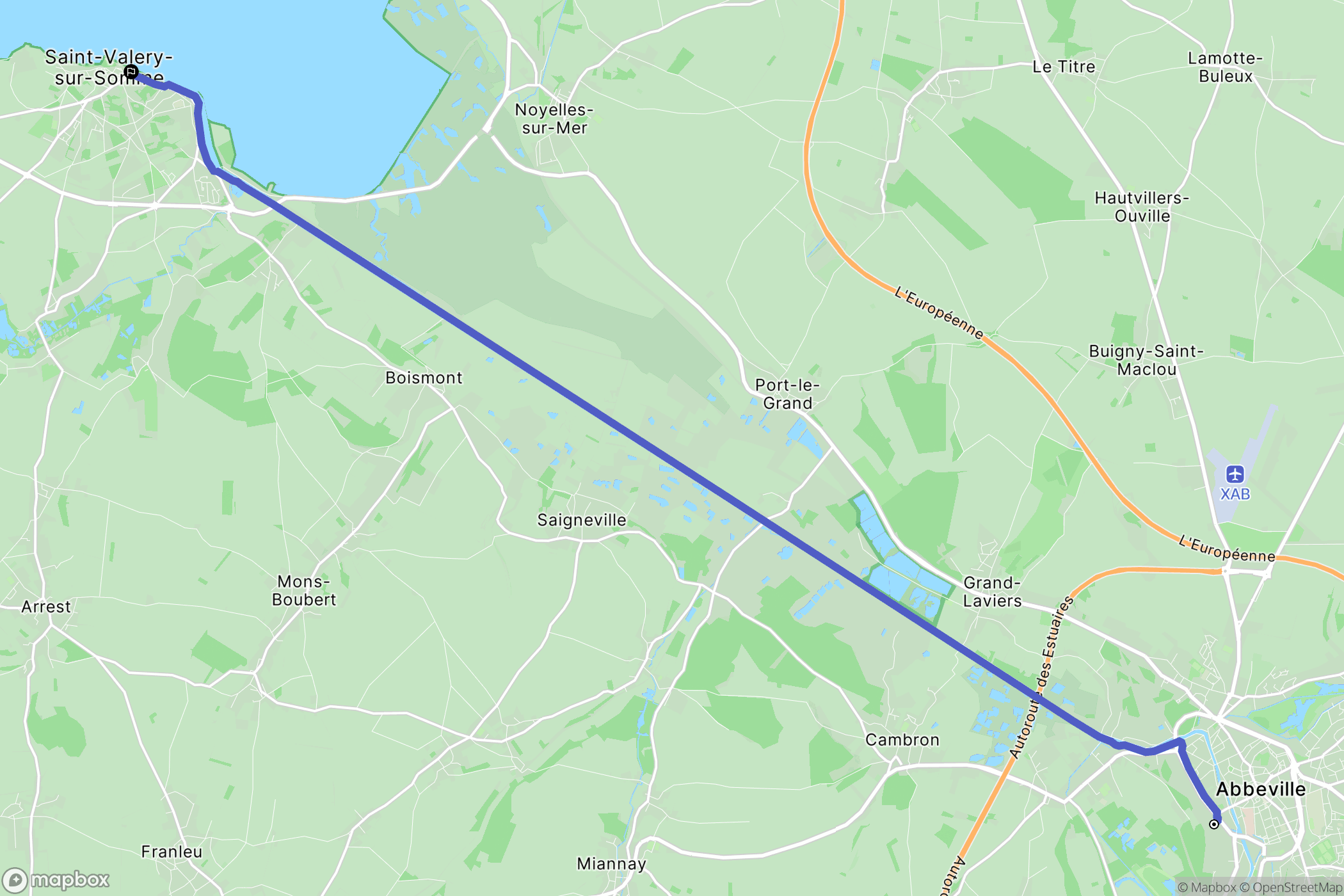 Abbeville : carte du parcours de randonnée - France