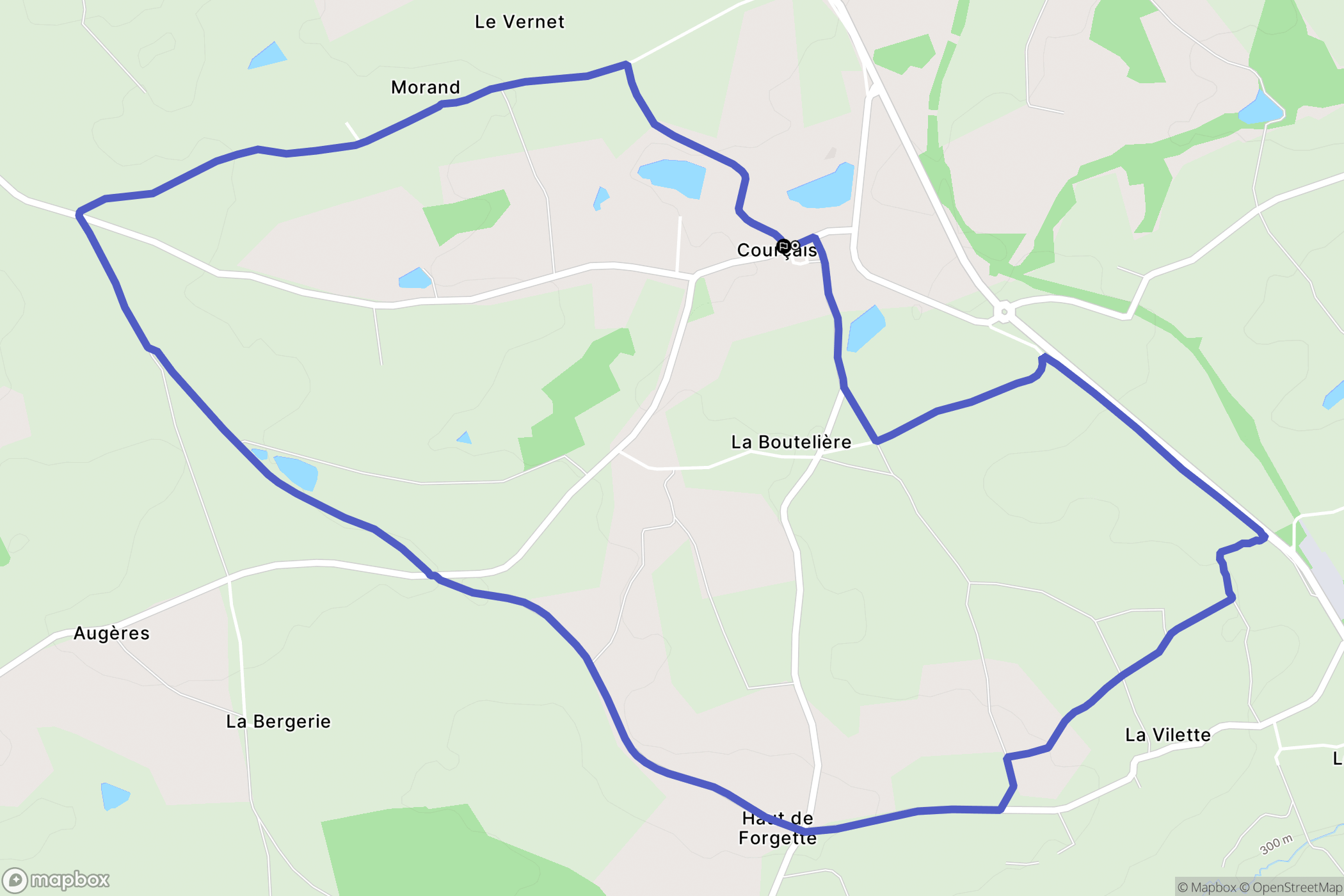 Courçais : carte du parcours de randonnée - France