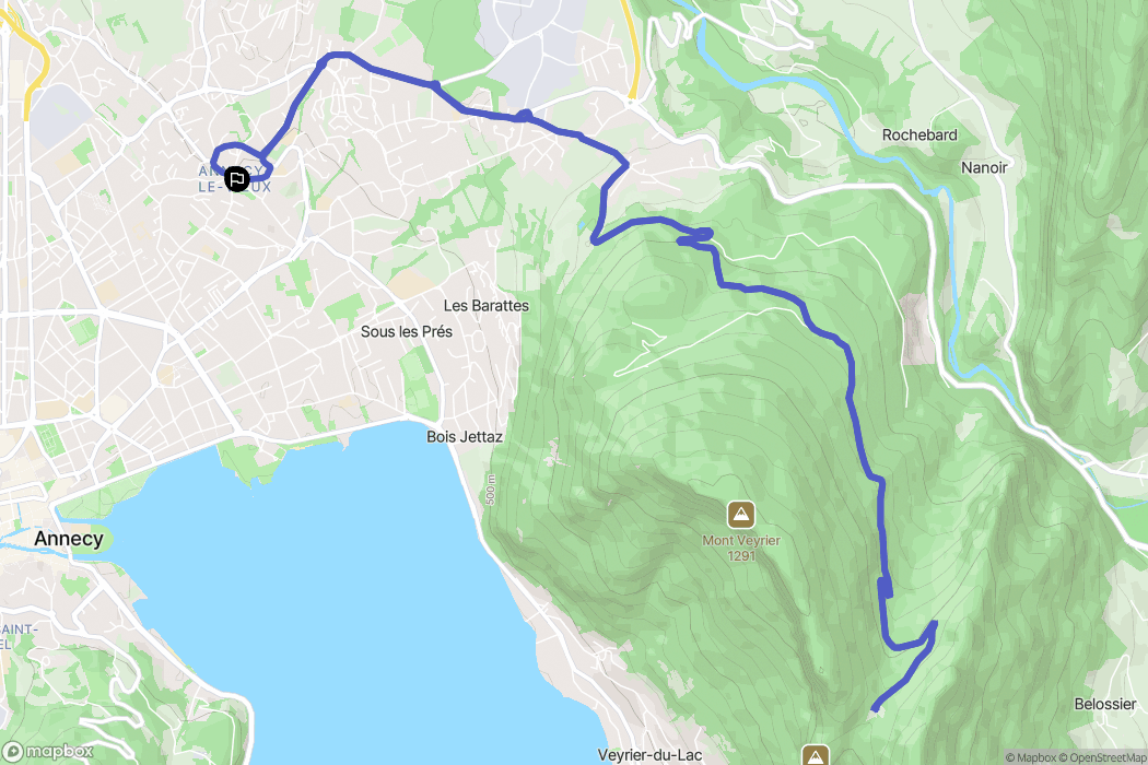 Annecy : carte du parcours de randonnée - France