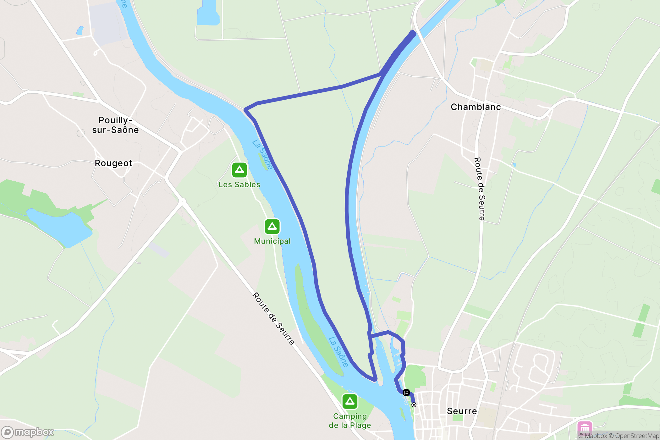 Seurre : carte du parcours de randonnée - France