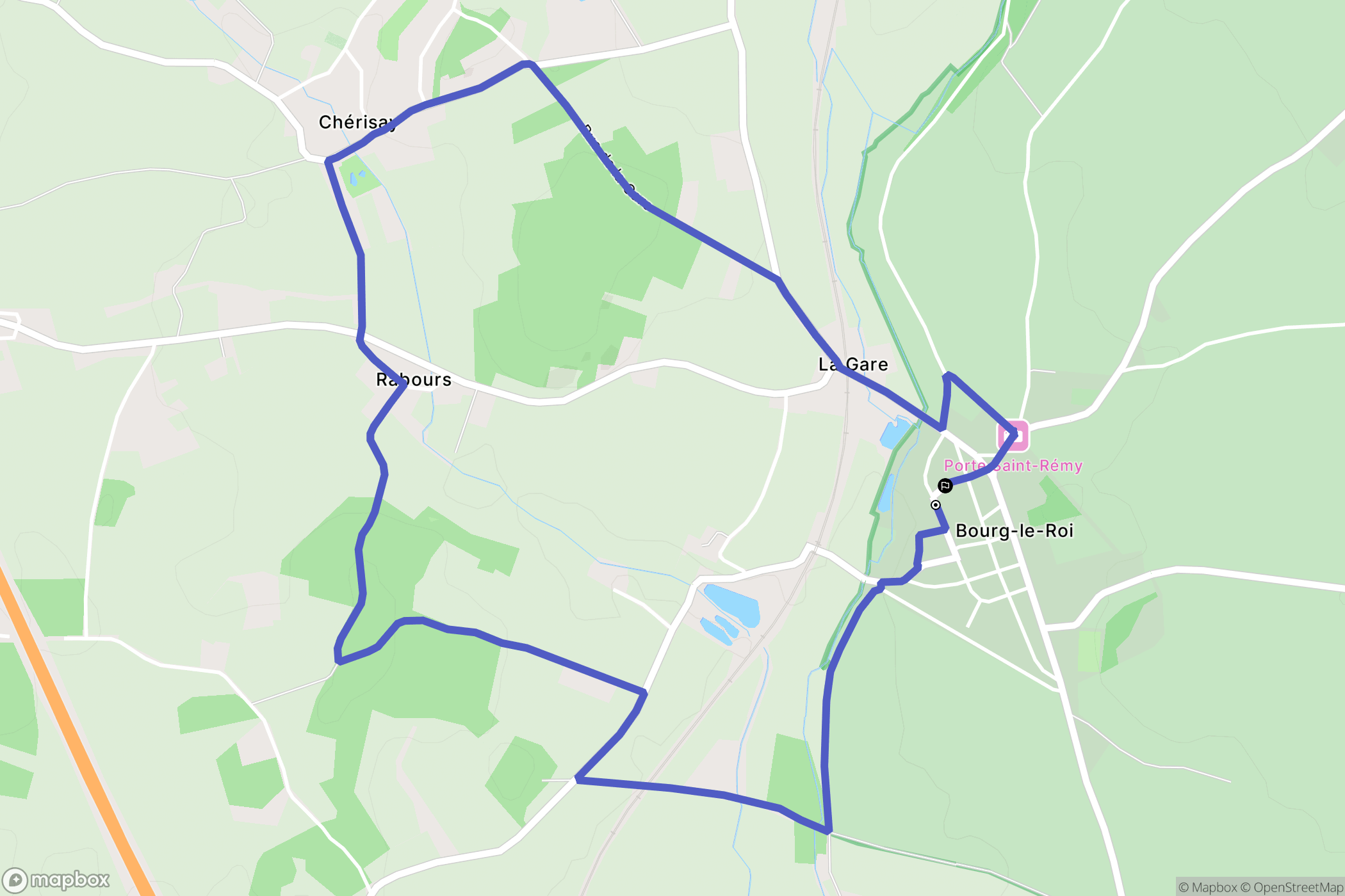 Bourg-le-Roi : carte du parcours de randonnée - France