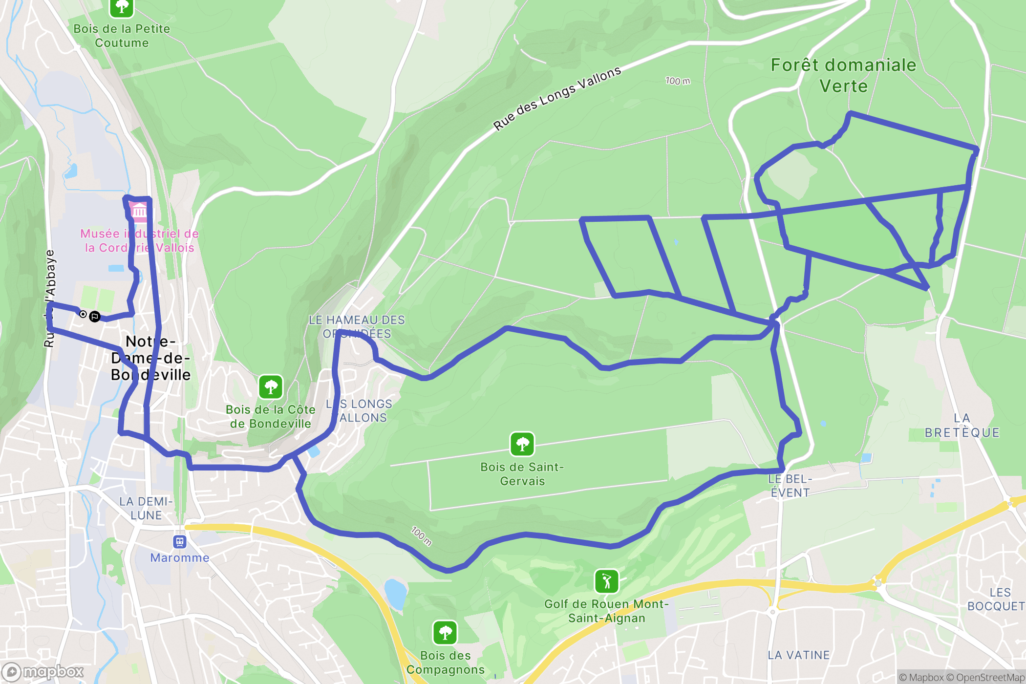 Notre-Dame-de-Bondeville : carte du parcours de randonnée - France