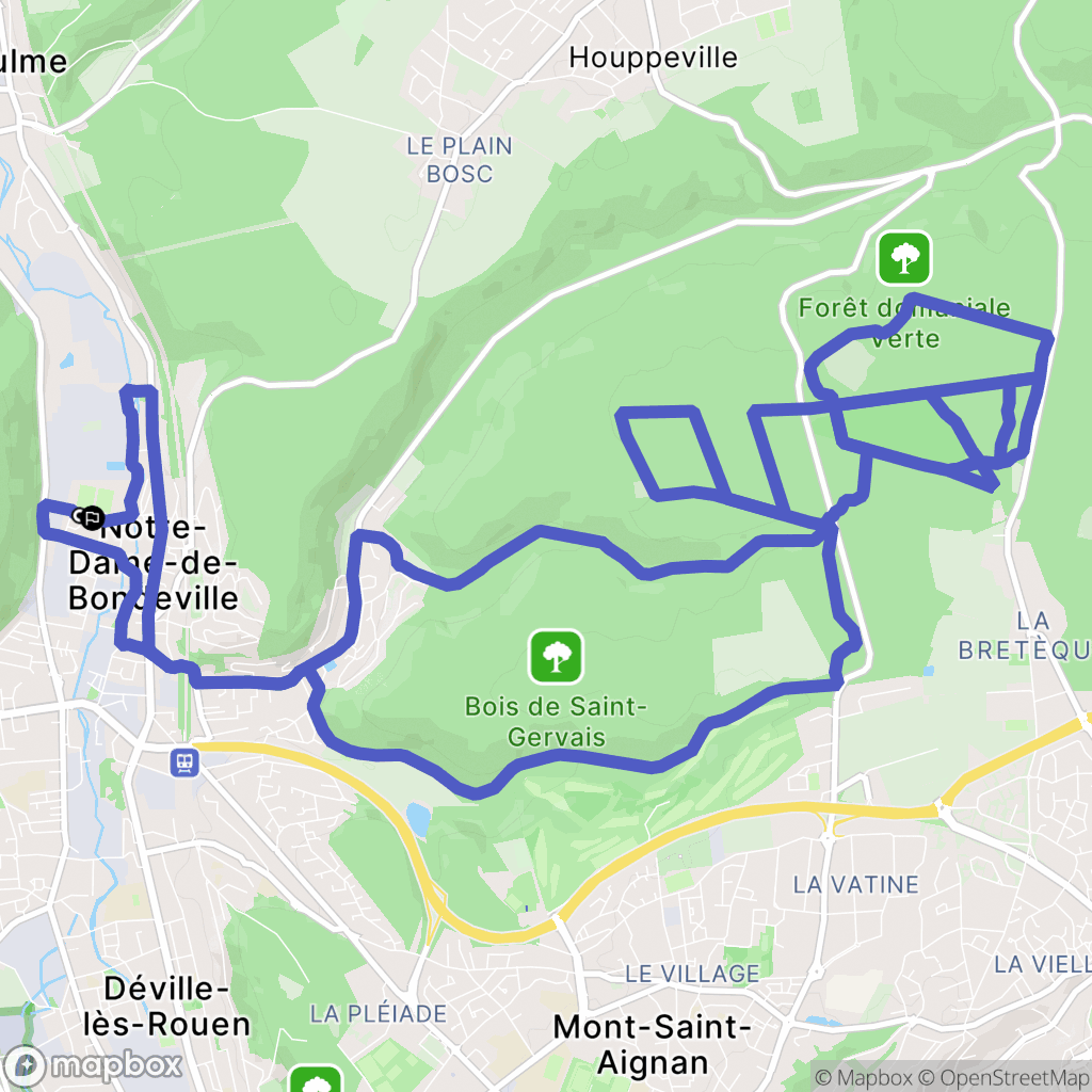 Notre-Dame-de-Bondeville : carte du parcours de randonnée - France