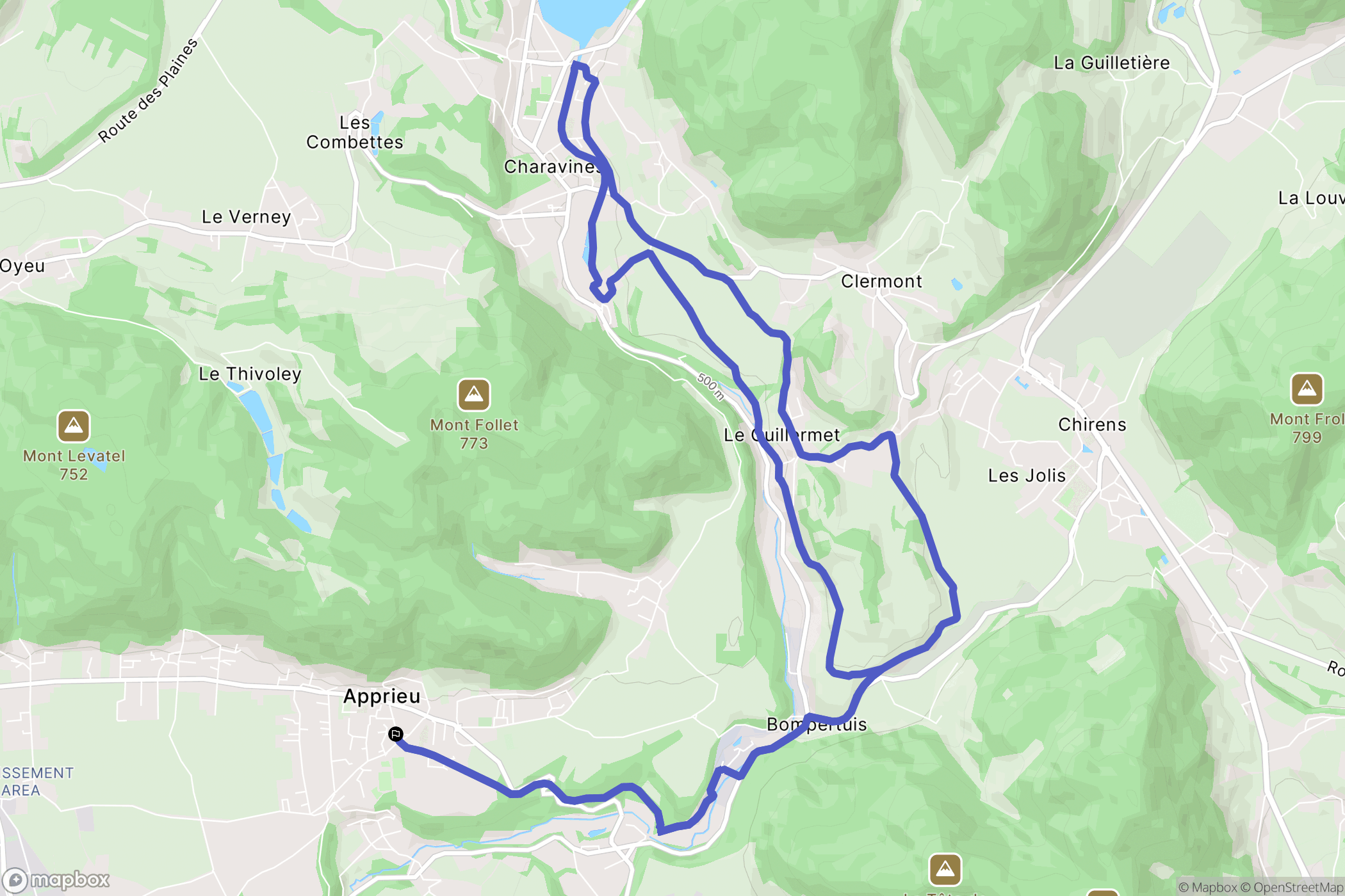 Apprieu : carte du parcours de randonnée - France