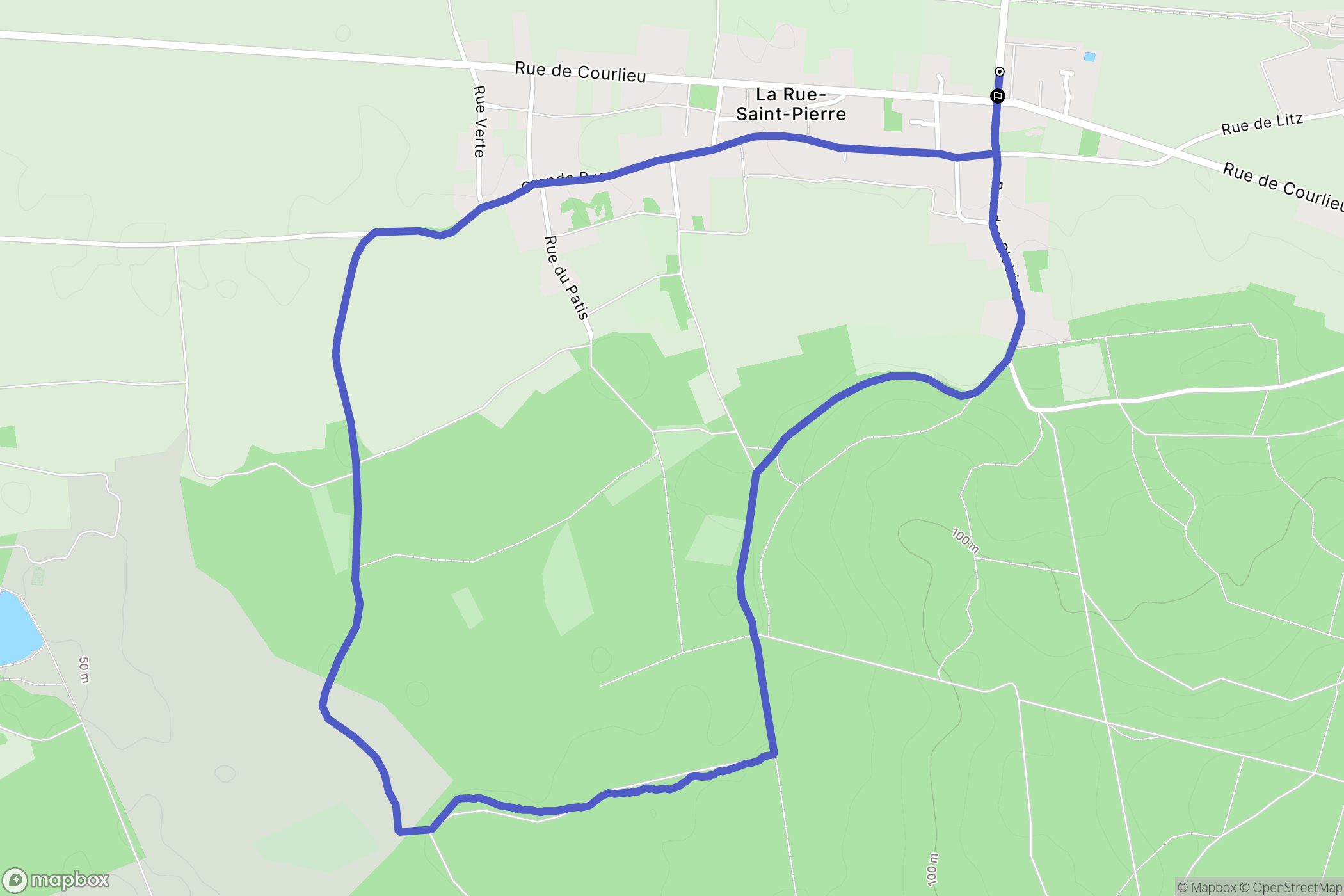 La Rue-Saint-Pierre : carte du parcours de randonnée - France