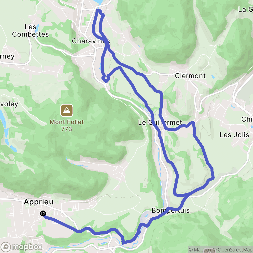Apprieu : carte du parcours de randonnée - France