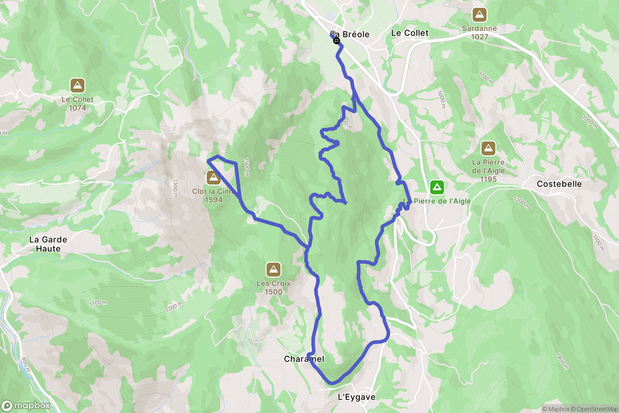 Ubaye-Serre-Ponçon : carte du parcours de randonnée - France