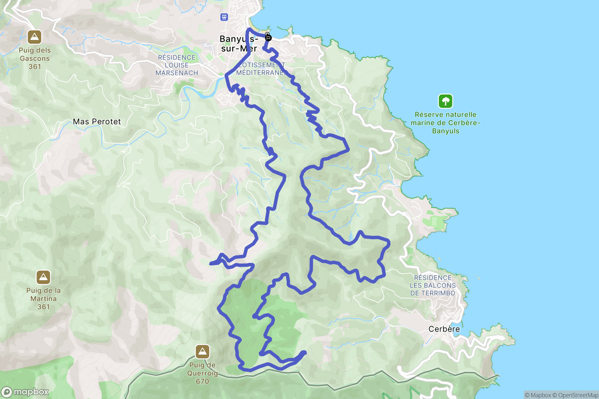Banyuls-sur-Mer : carte du parcours de randonnée - France