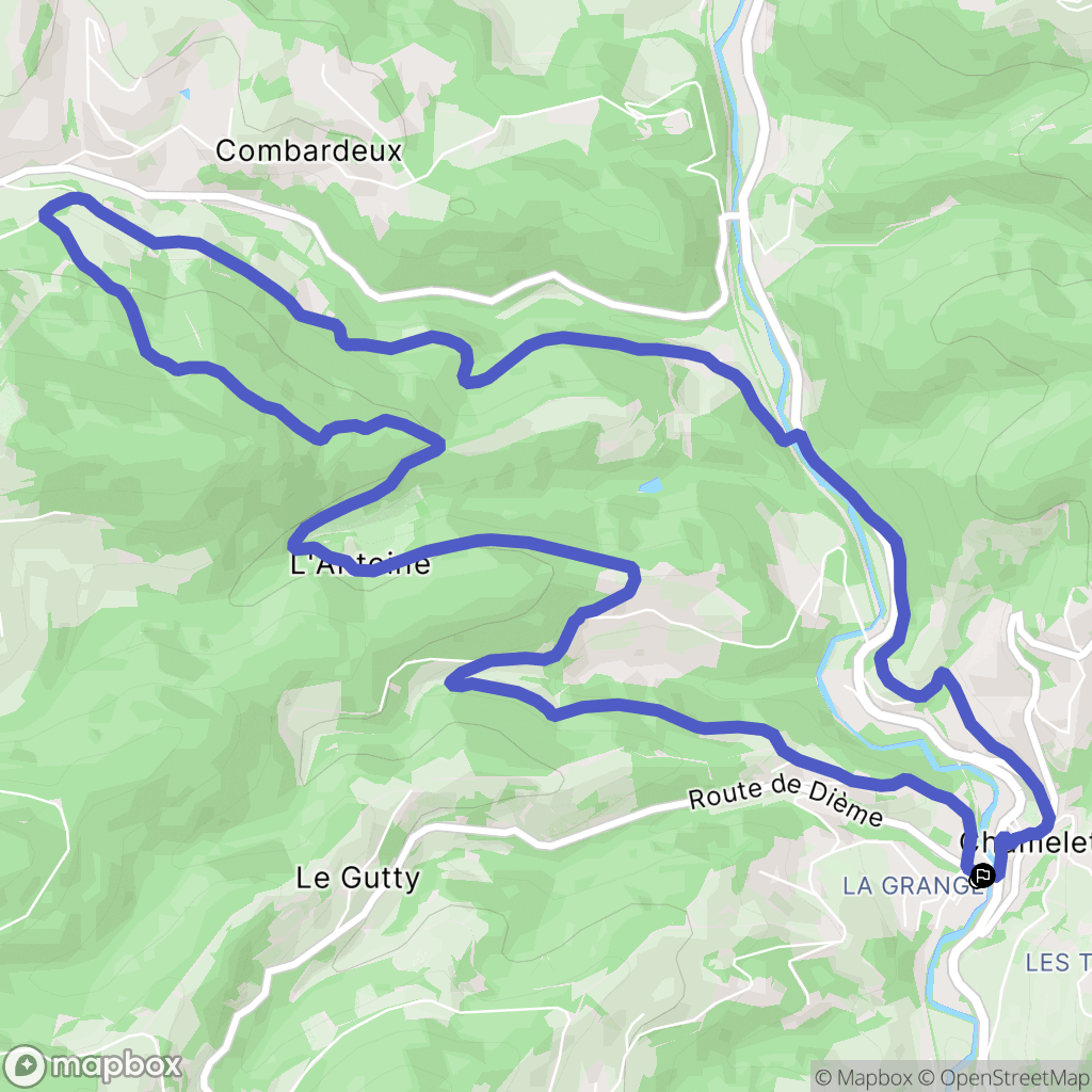 Chamelet : carte du parcours de randonnée - France