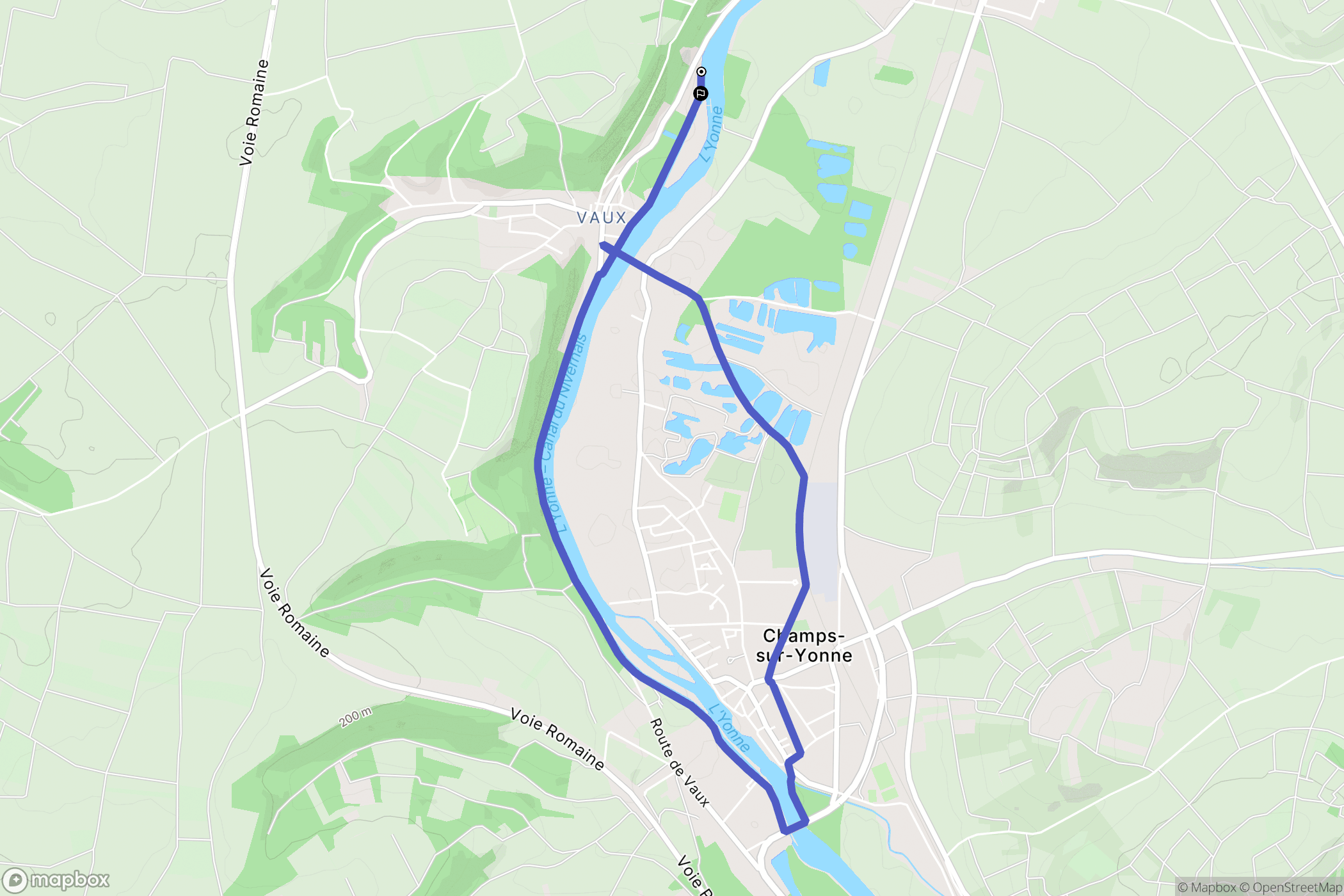 Auxerre : carte du parcours de randonnée - France