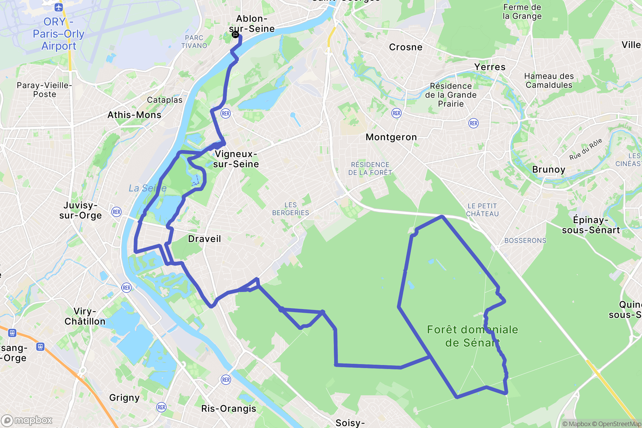 Ablon-sur-Seine : carte du parcours de randonnée - France