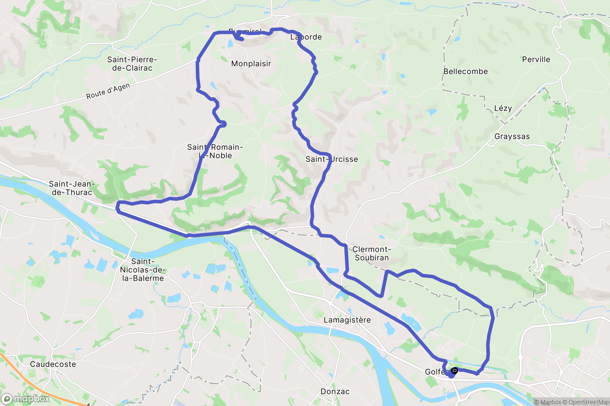Golfech : carte du parcours de randonnée - France
