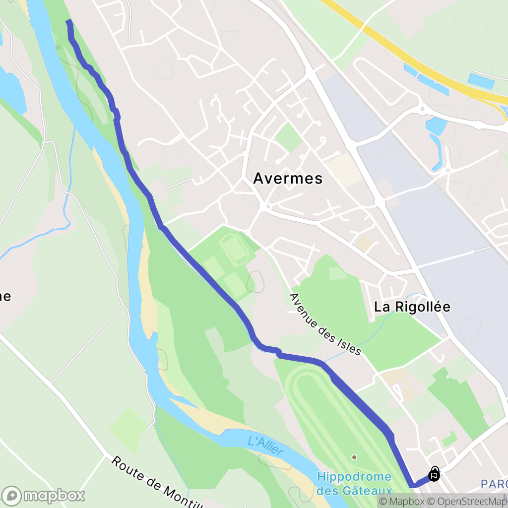 Avermes : carte du parcours de randonnée - France