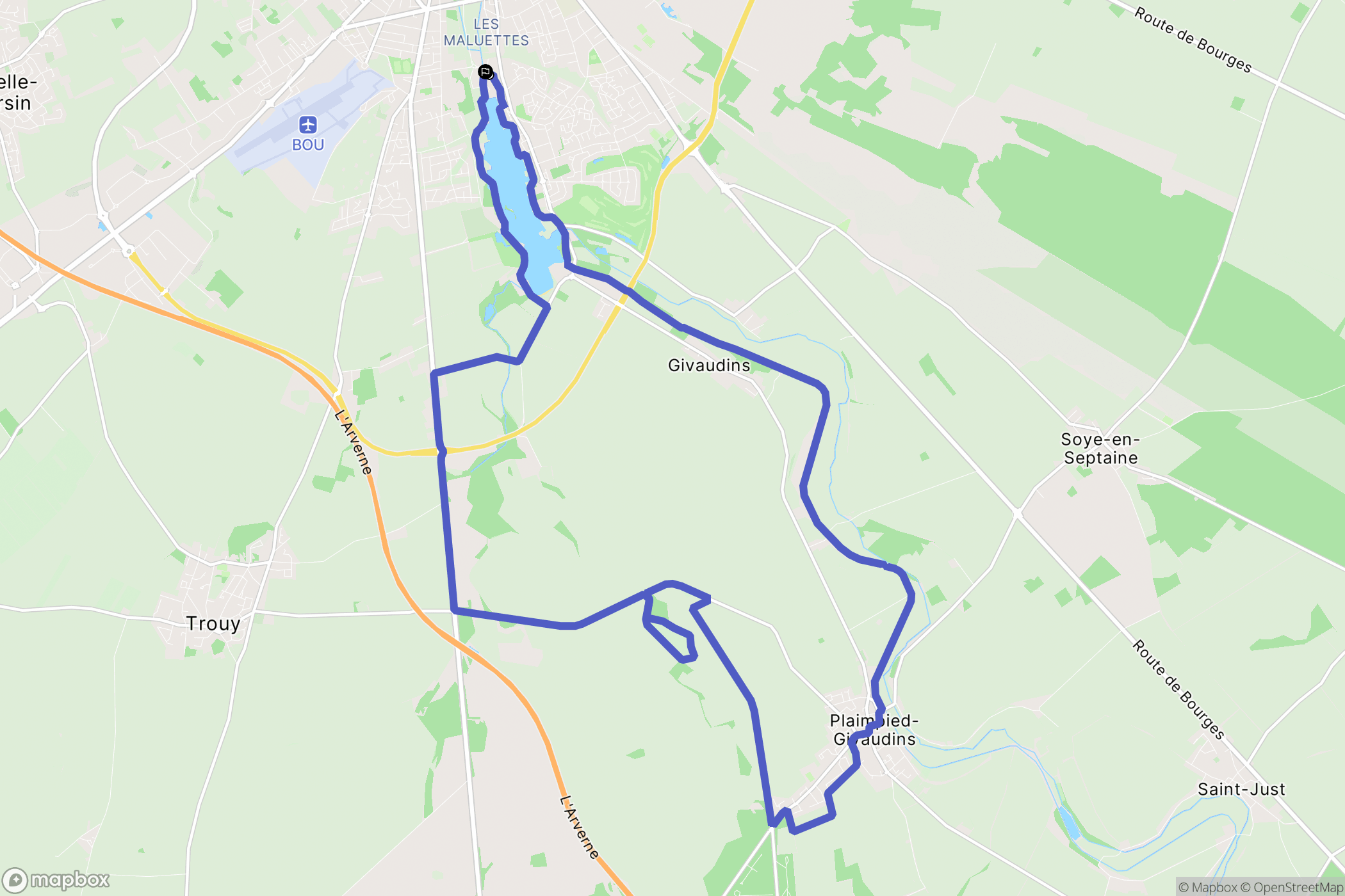 Bourges : carte du parcours de randonnée - France
