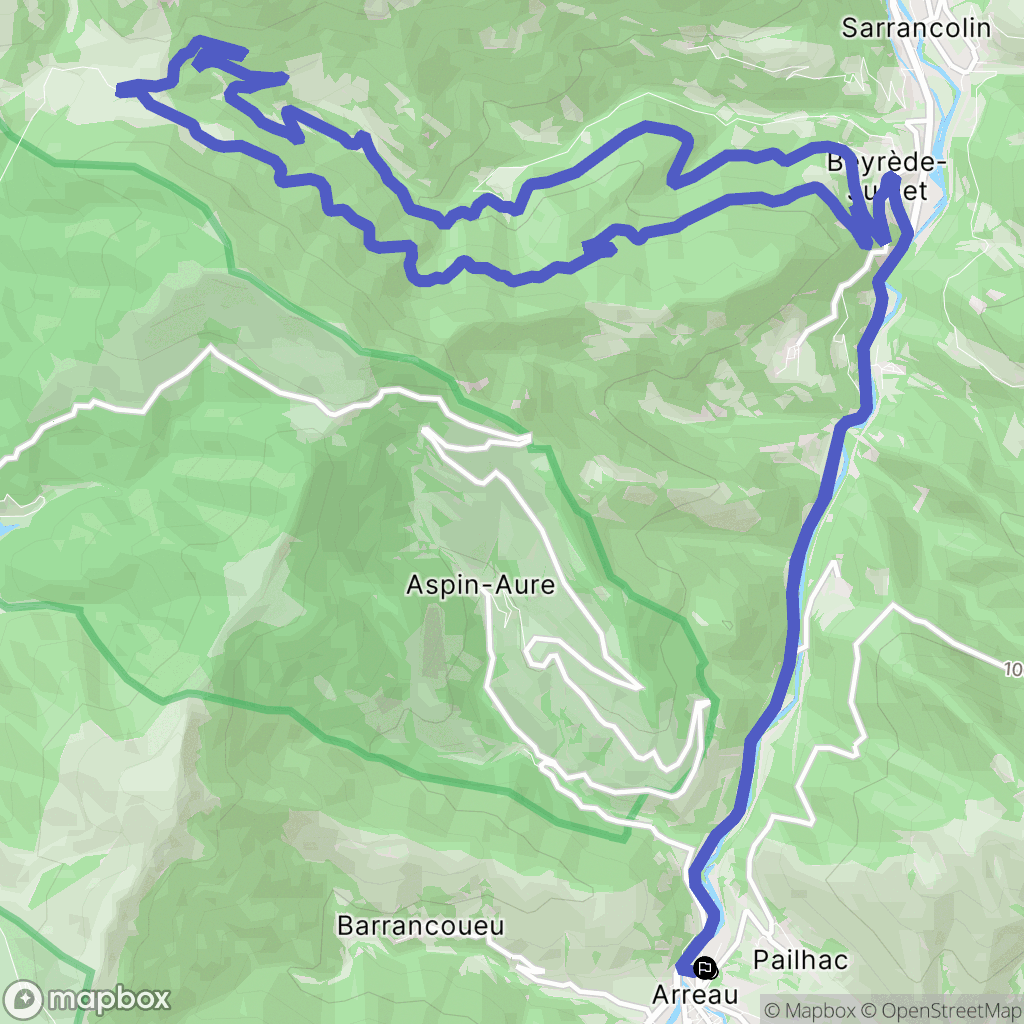 Arreau : carte du parcours de randonnée - France