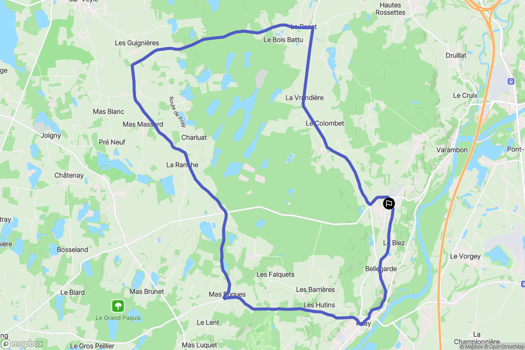 Priay : carte du parcours de randonnée - France