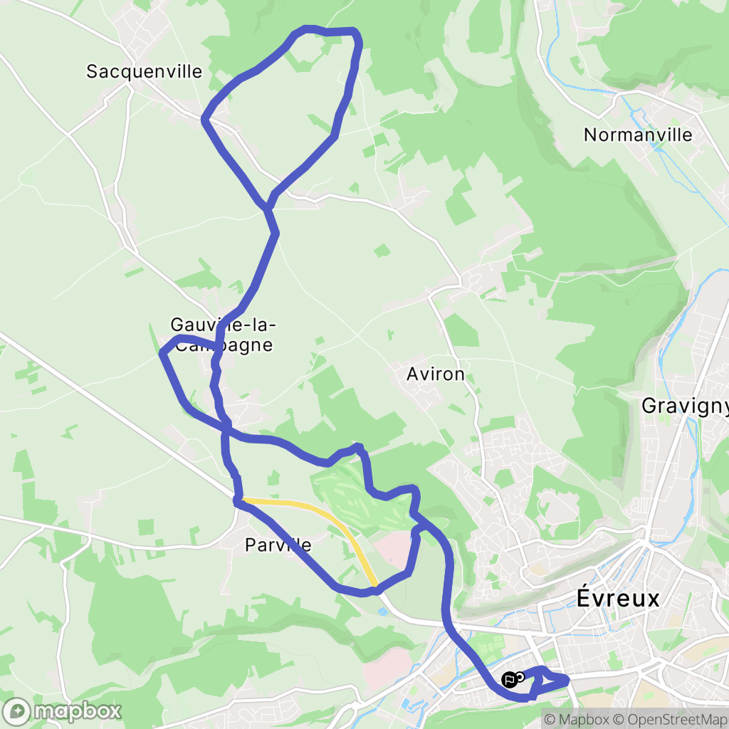 Évreux : carte du parcours de randonnée - France