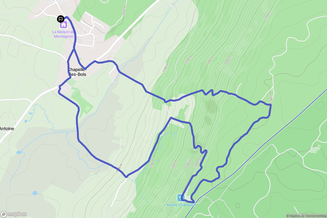 Chapelle-des-Bois : carte du parcours de randonnée - France