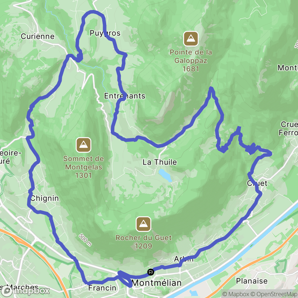 Montmélian : carte du parcours de randonnée - France