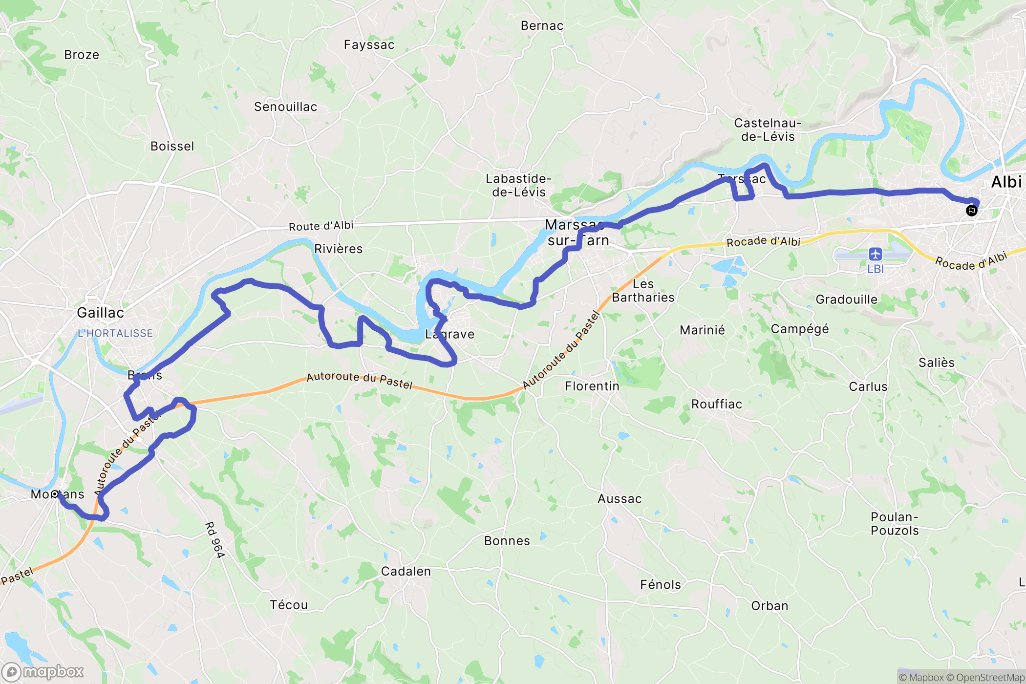 Montans : carte du parcours de randonnée - France