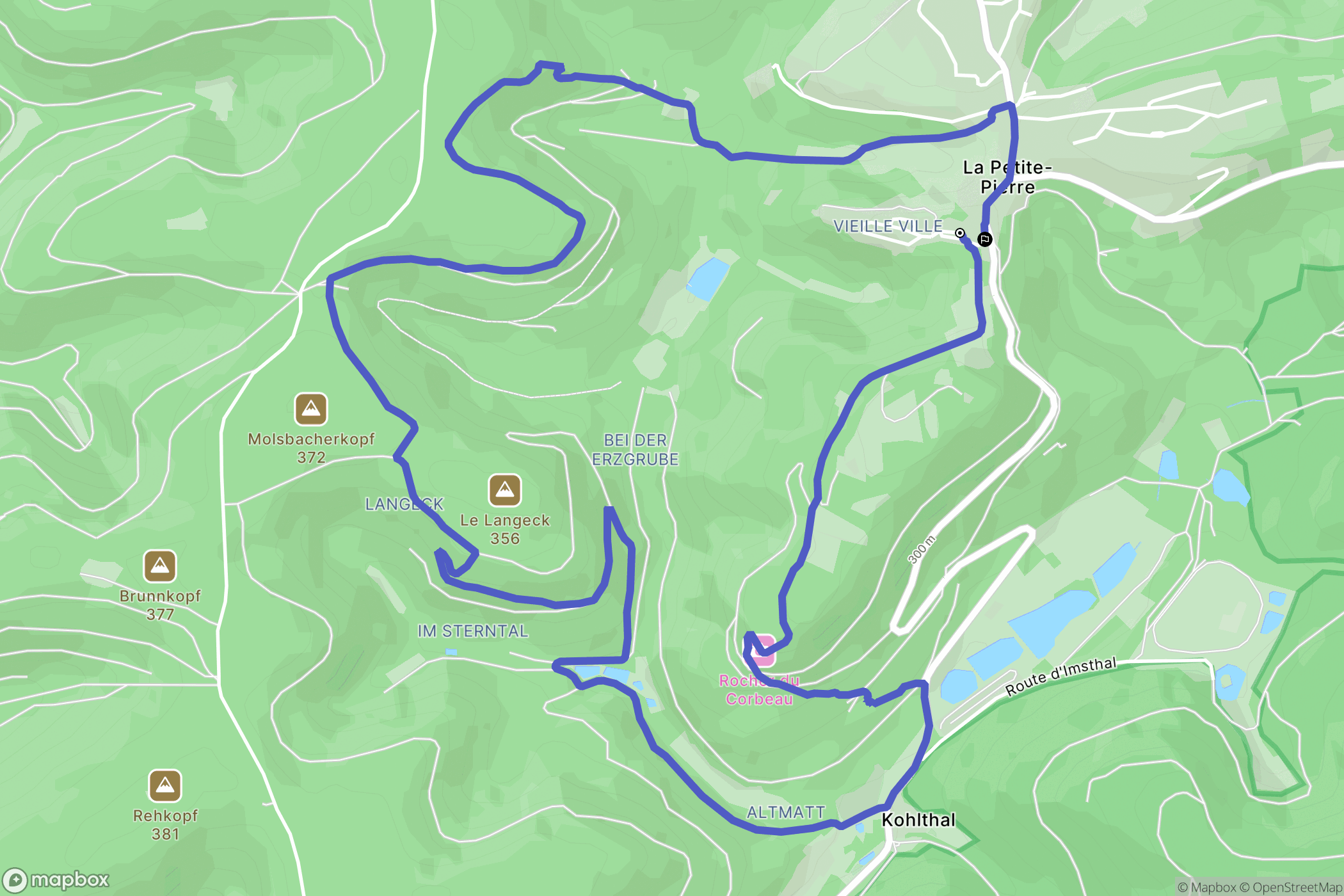 La Petite-Pierre : carte du parcours de randonnée - France
