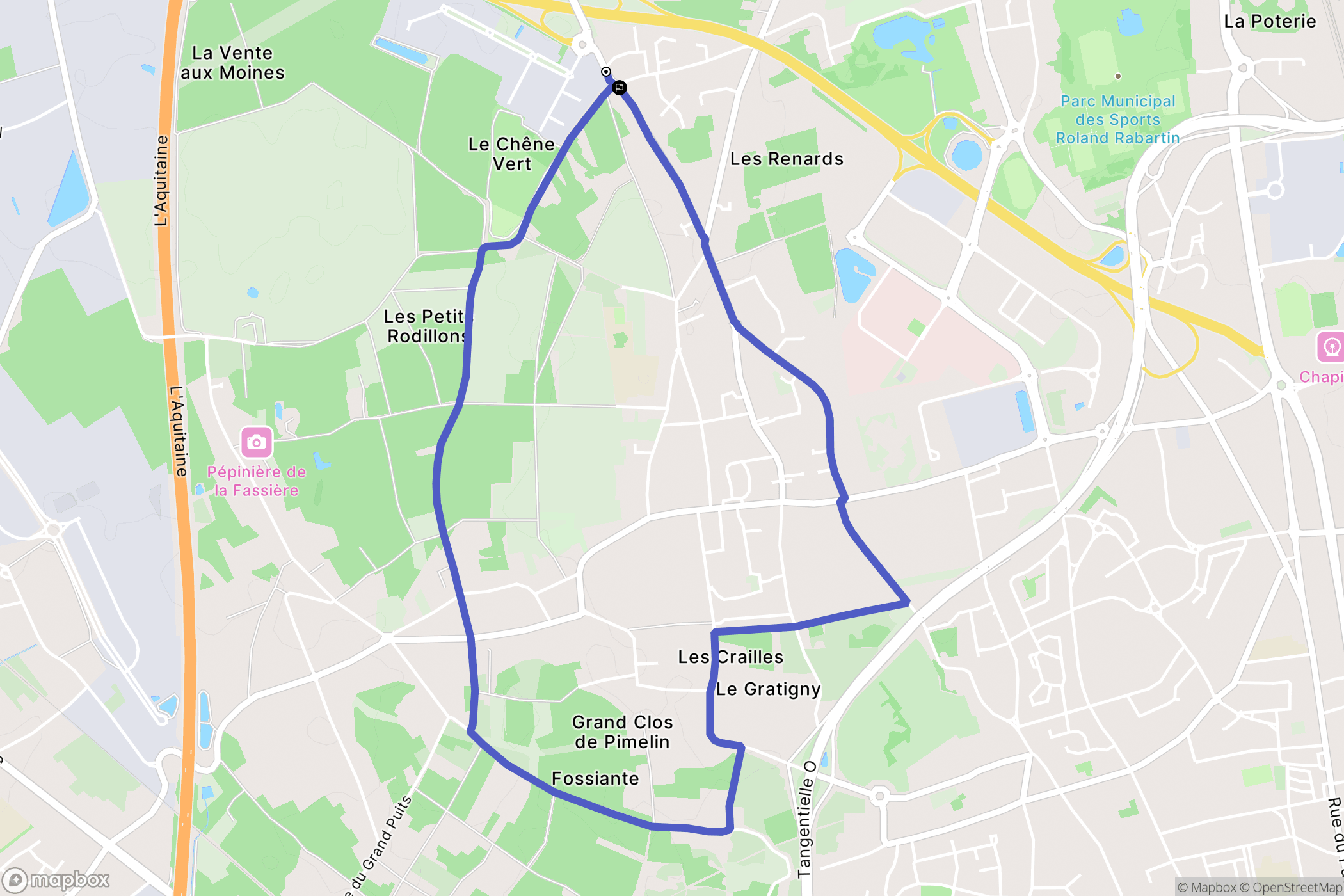 Saran : carte du parcours de randonnée - France