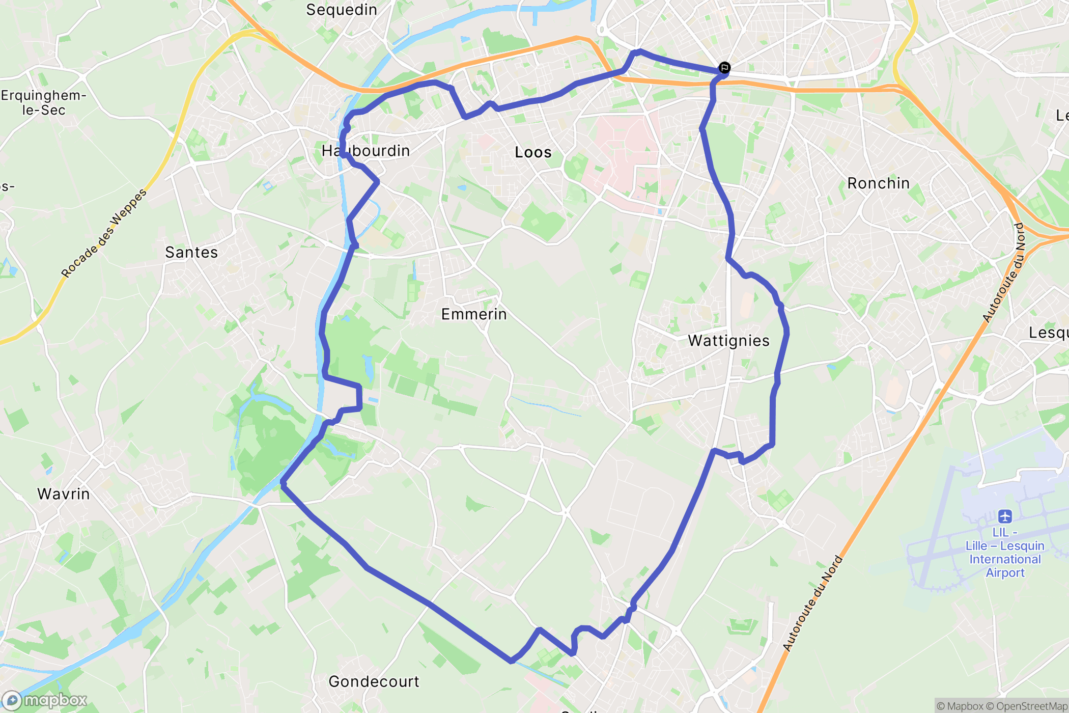 Lille : carte du parcours de randonnée - France