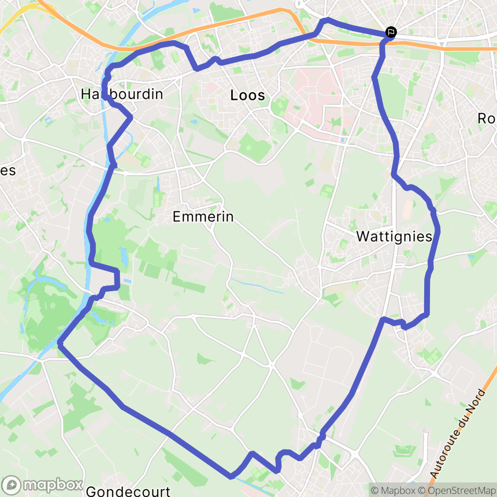 Lille : carte du parcours de randonnée - France