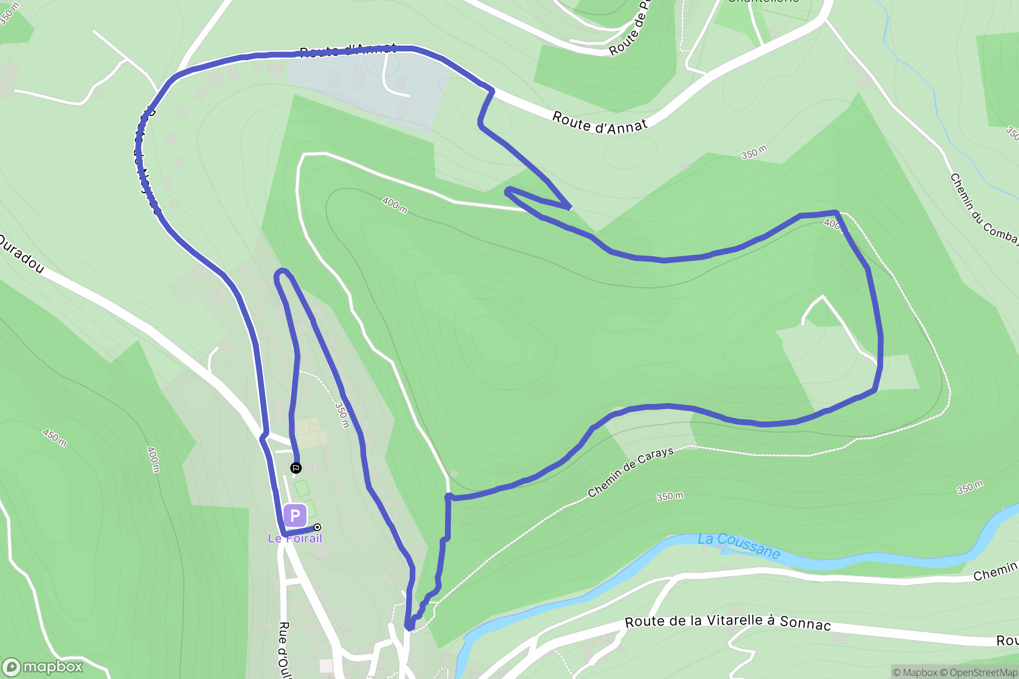 Estaing : carte du parcours de randonnée - France