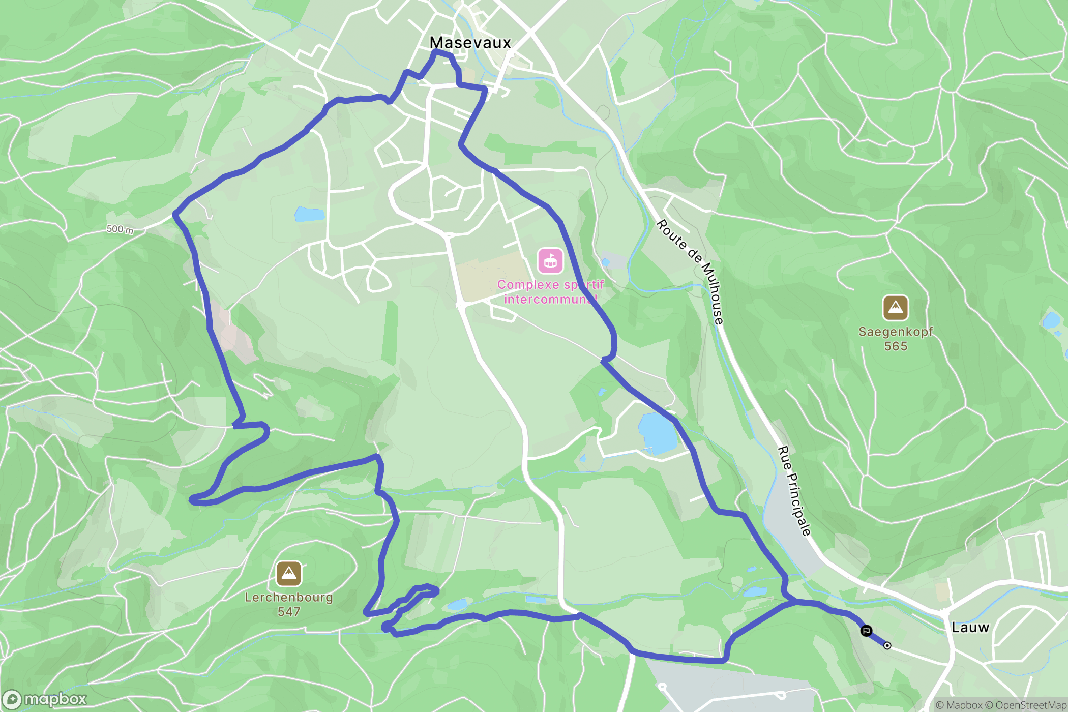 Lauw : carte du parcours de randonnée - France