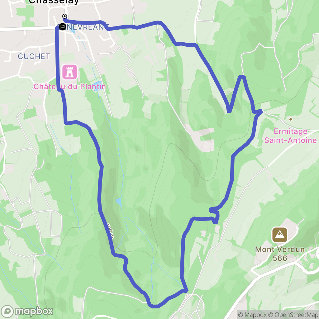 Chasselay : carte du parcours de randonnée - France