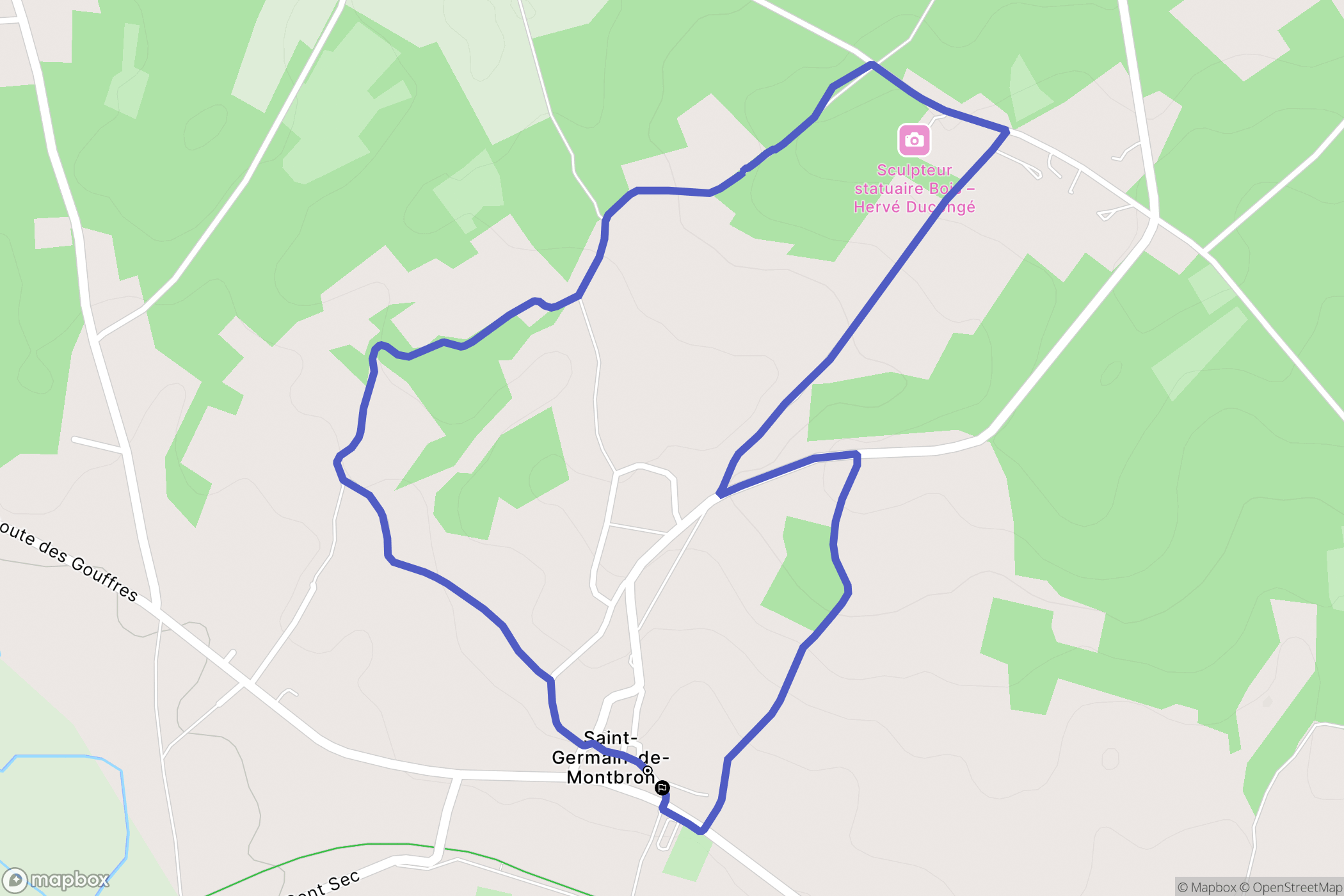 Saint-Germain-de-Montbron : carte du parcours de randonnée - France