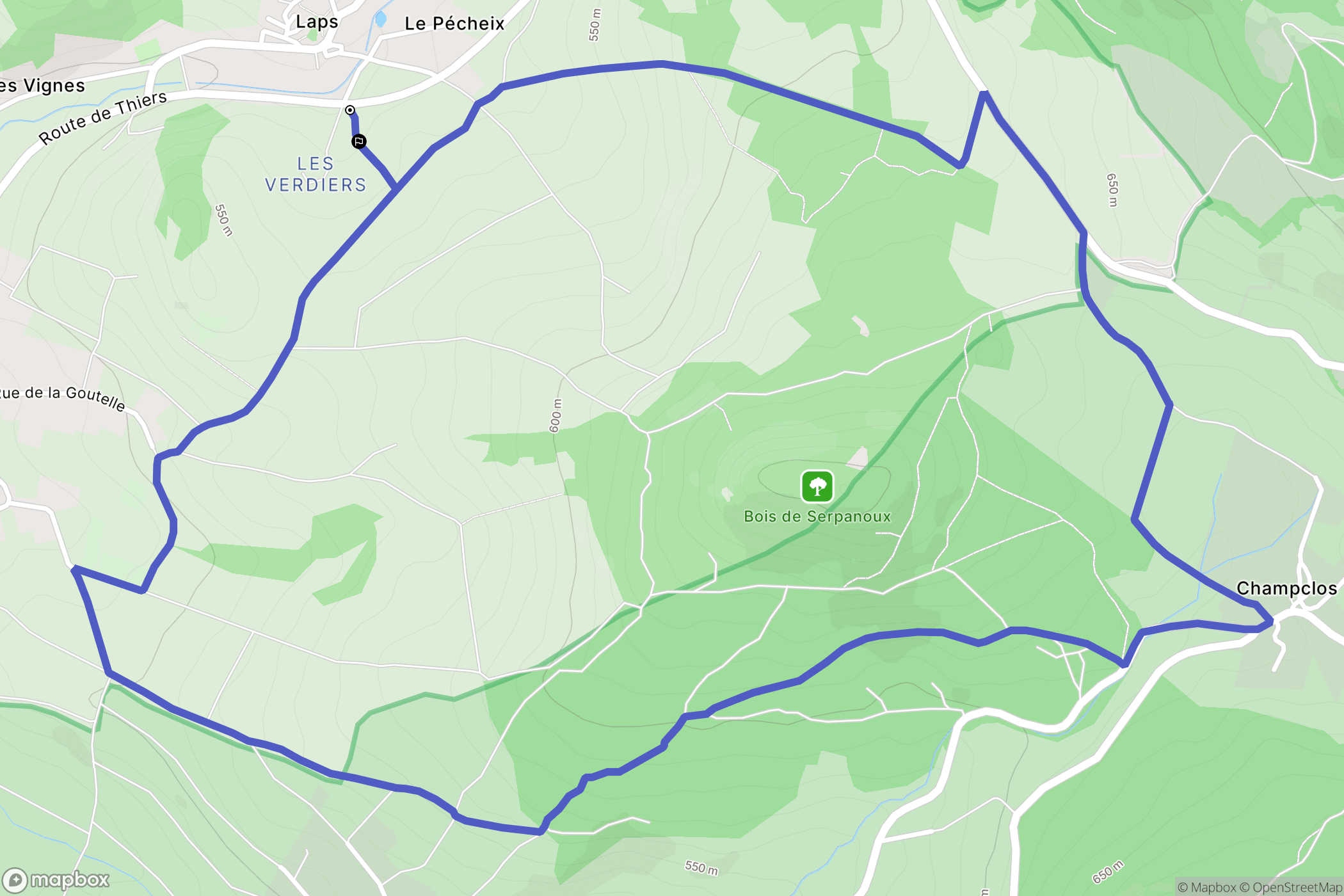Laps : carte du parcours de randonnée - France