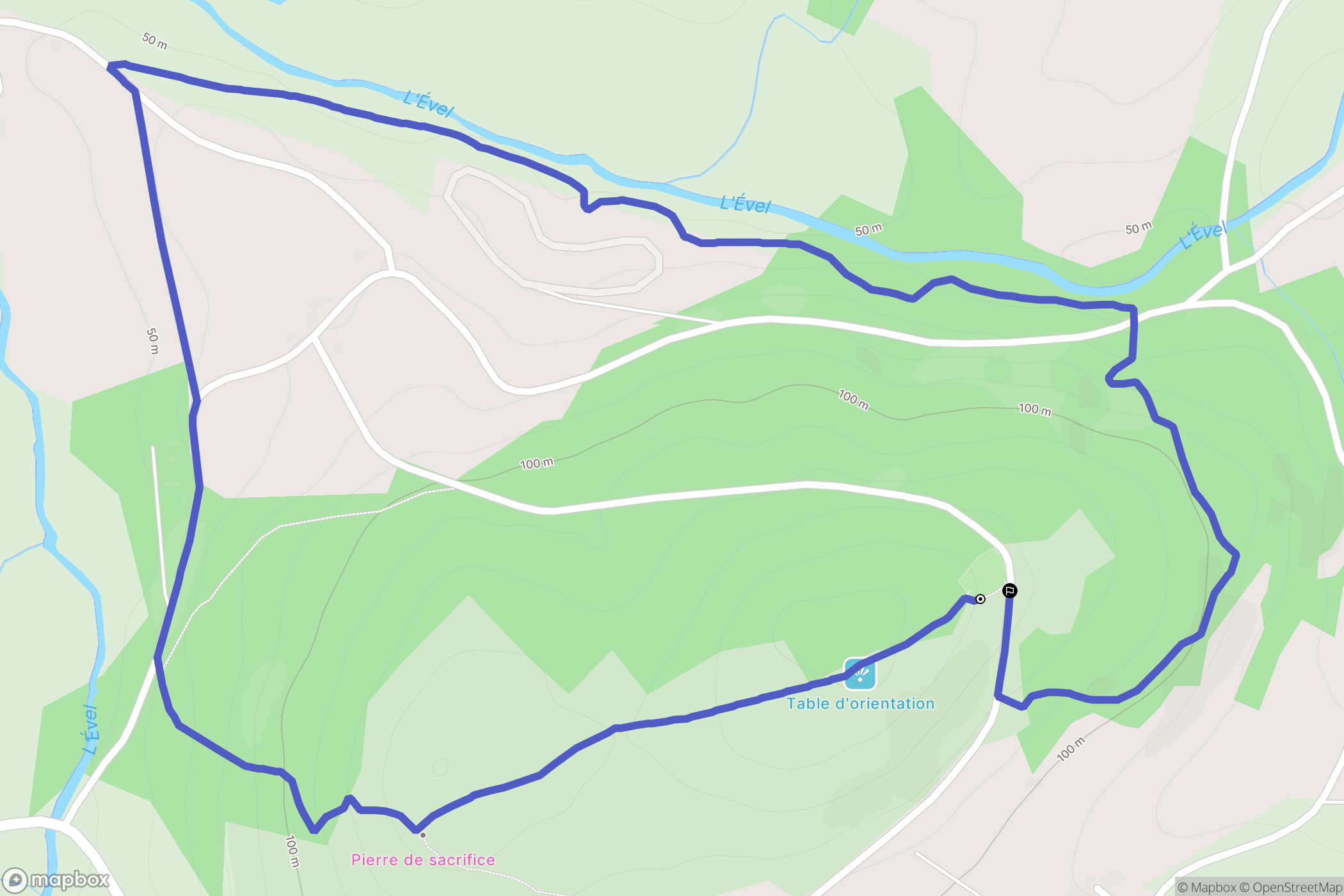Guénin : carte du parcours de randonnée - France