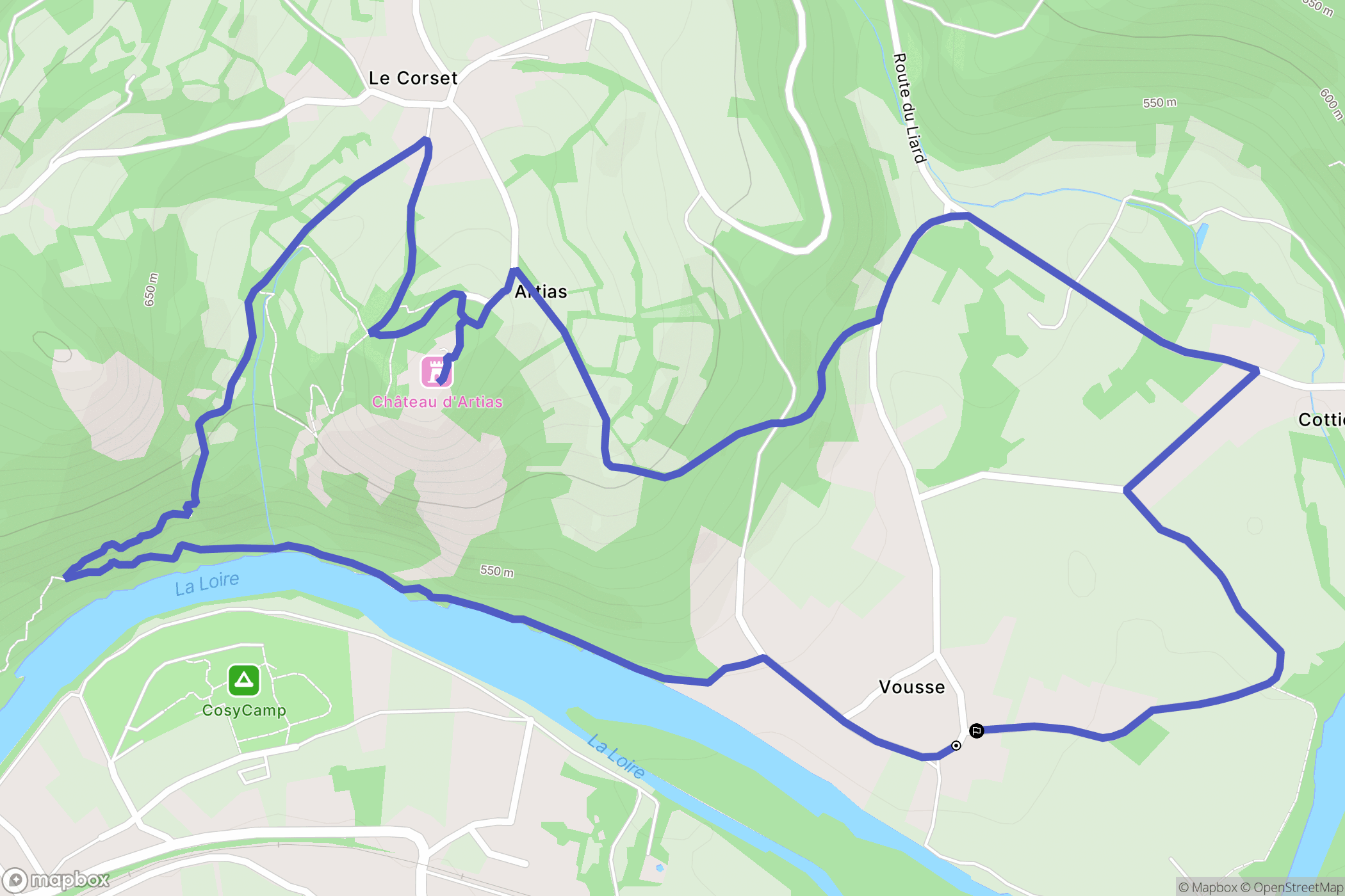 Retournac : carte du parcours de randonnée - France