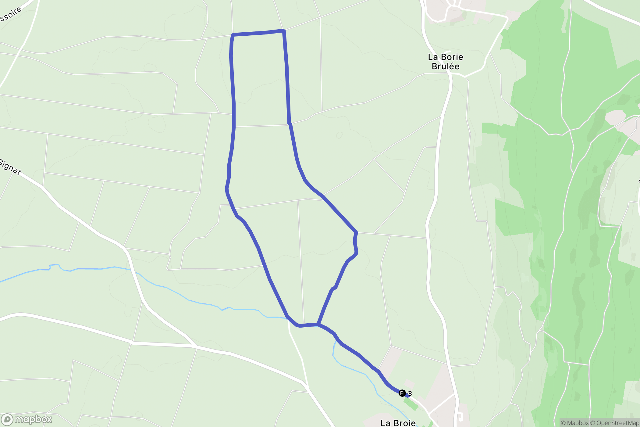 Gignat : carte du parcours de randonnée - France