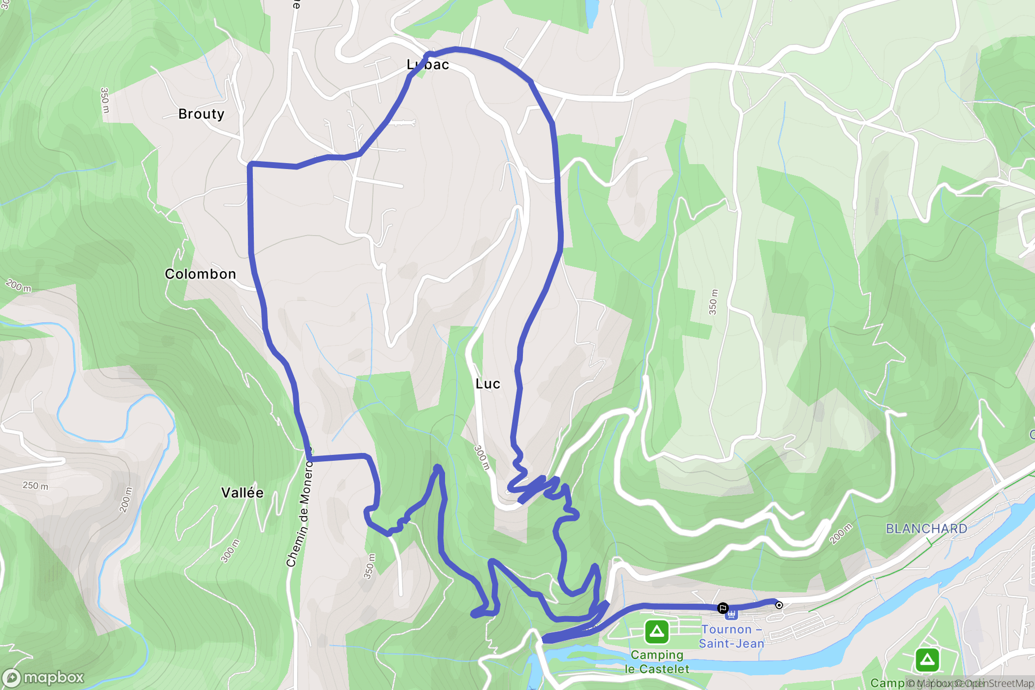 Saint-Jean-de-Muzols : carte du parcours de randonnée - France