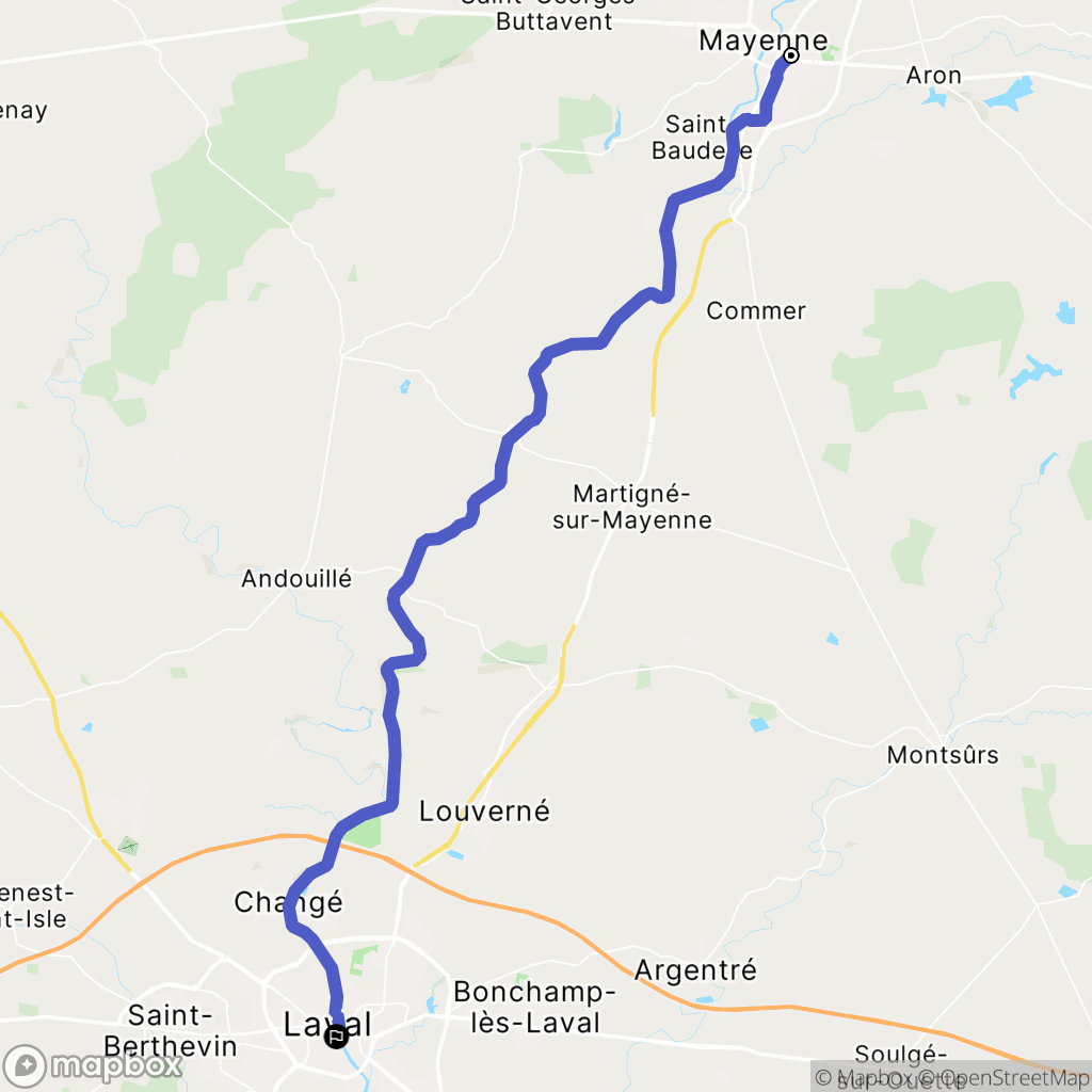 Mayenne : carte du parcours de randonnée - France
