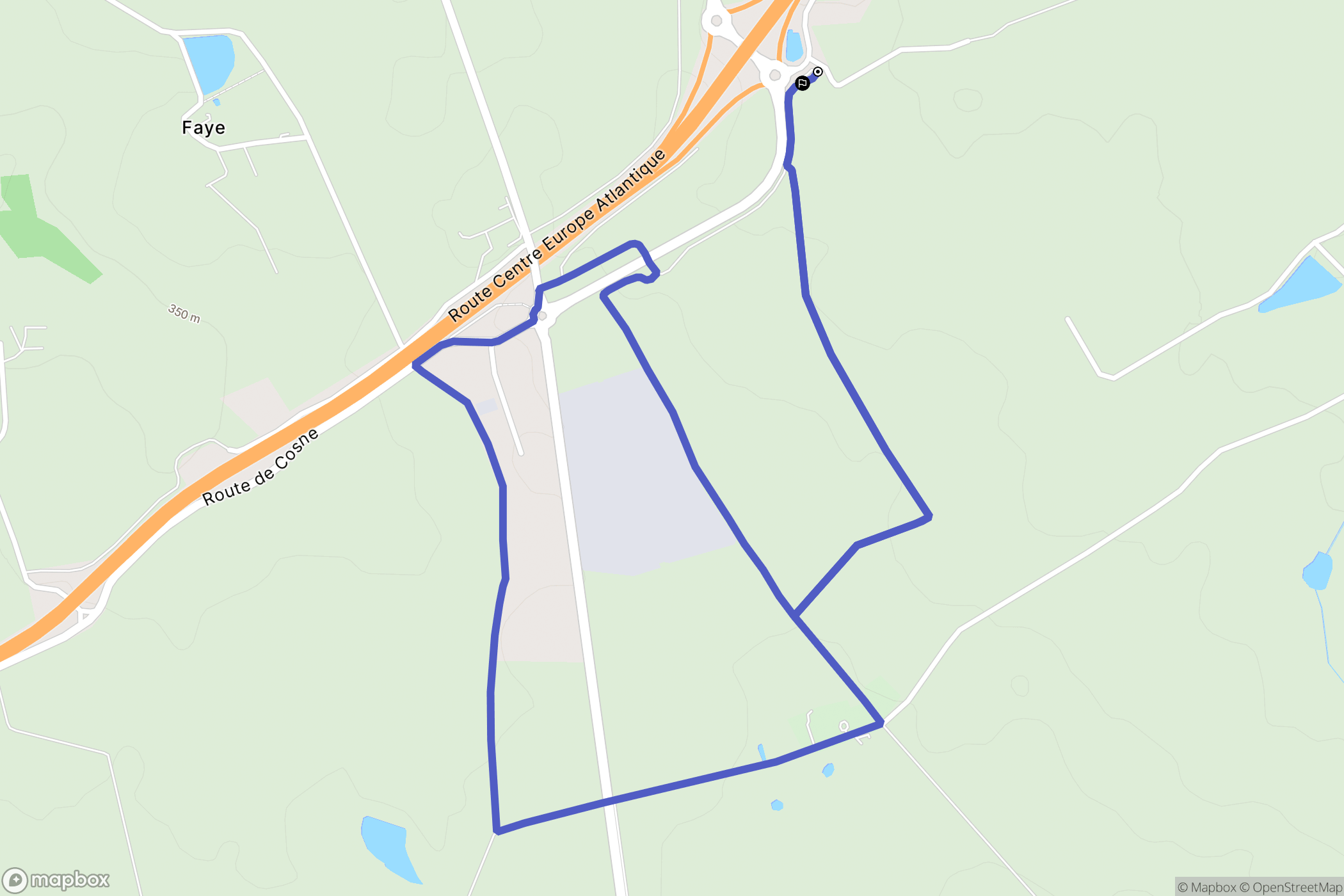 Bizeneuille : carte du parcours de randonnée - France