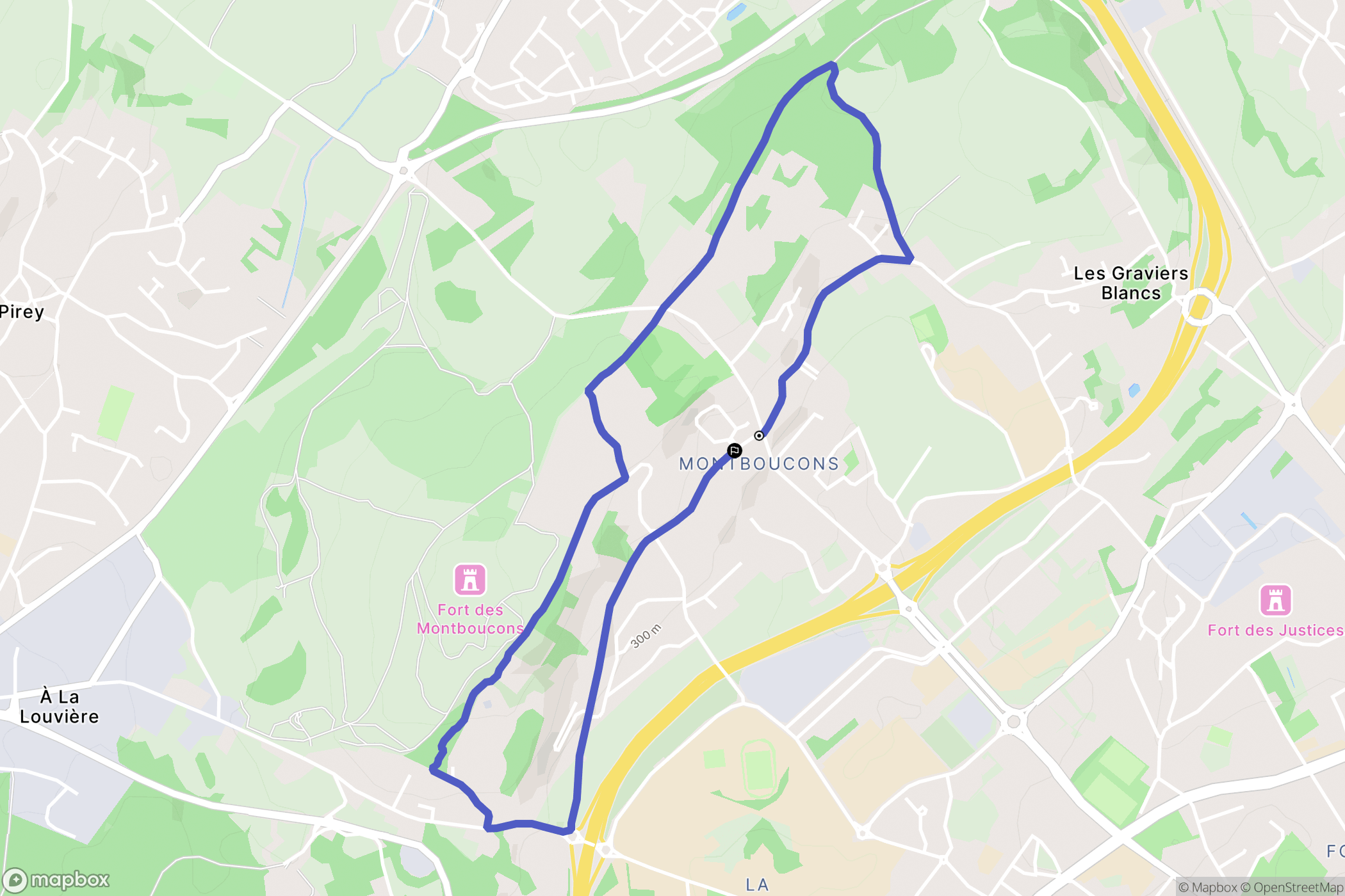 Besançon : carte du parcours de randonnée - France