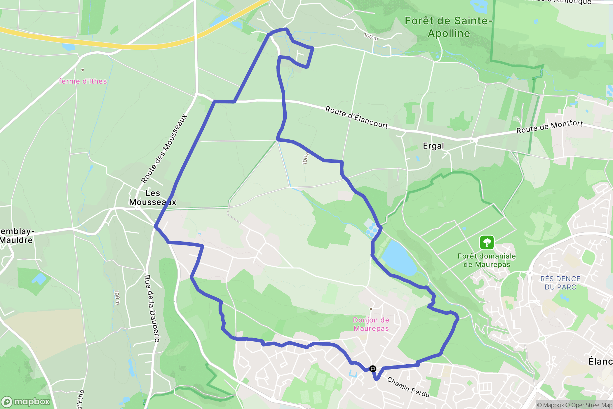 Maurepas : carte du parcours de randonnée - France