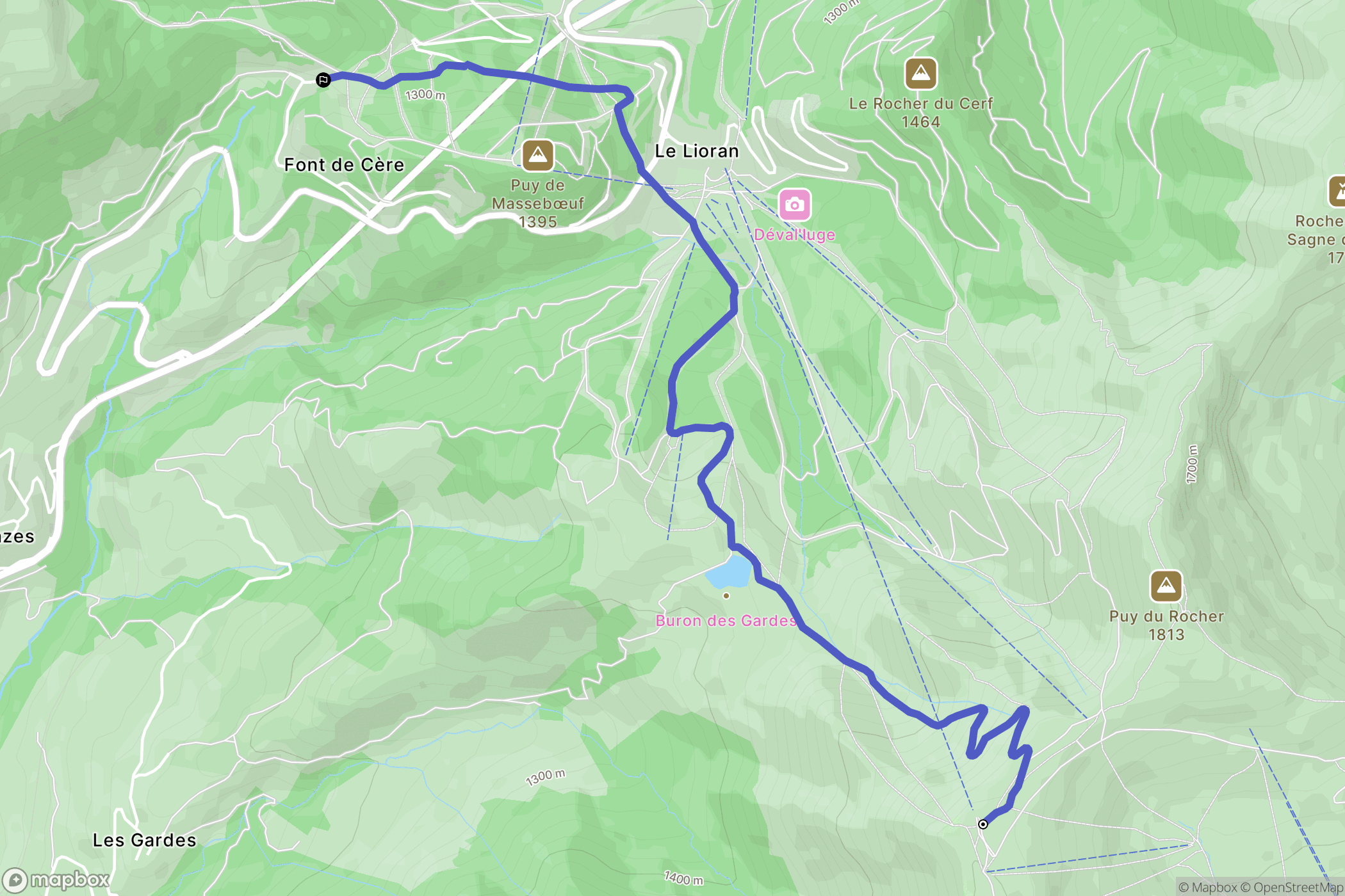 Saint-Jacques-des-Blats : carte du parcours de randonnée - France