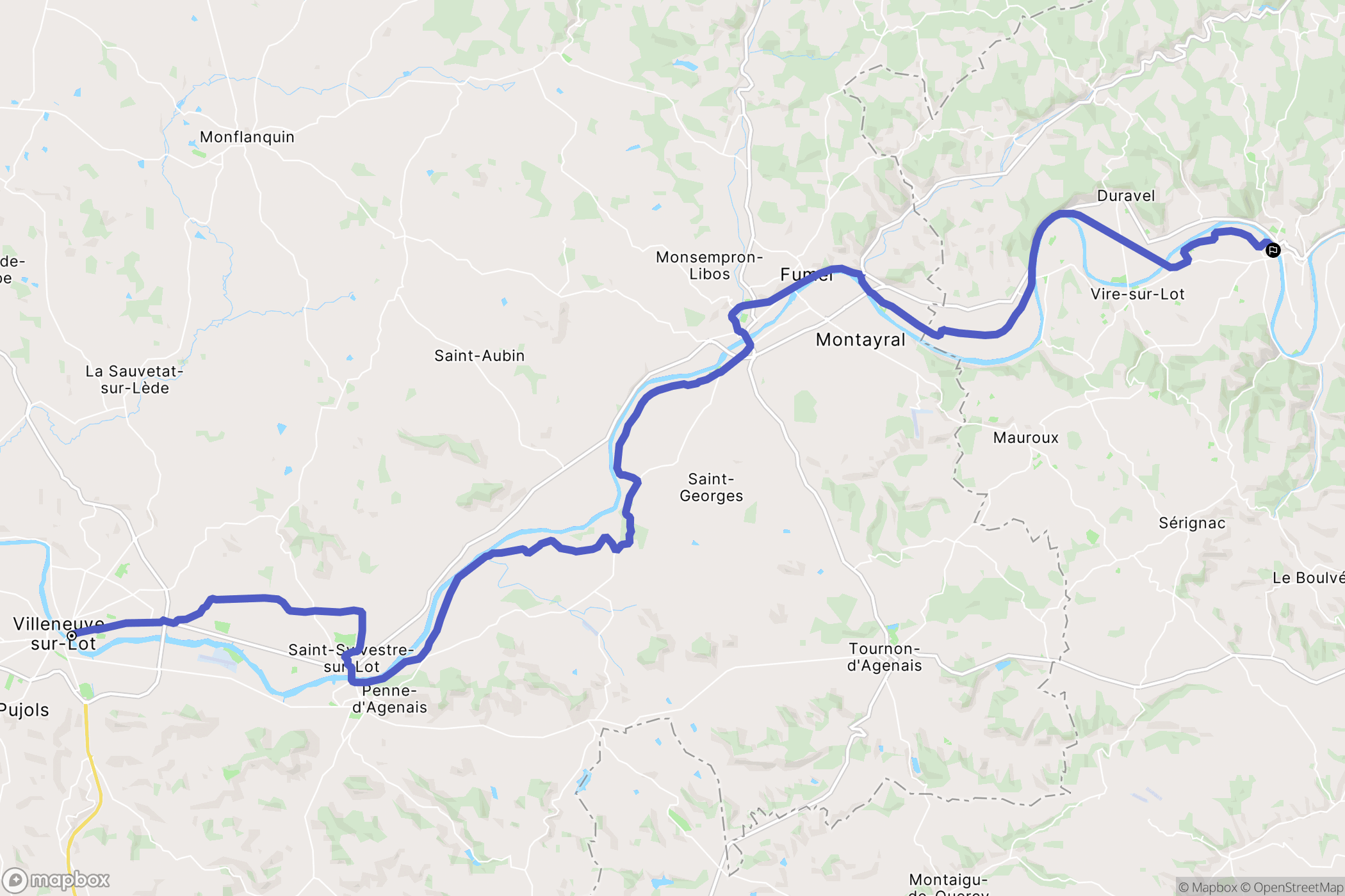 Villeneuve-sur-Lot : carte du parcours de randonnée - France