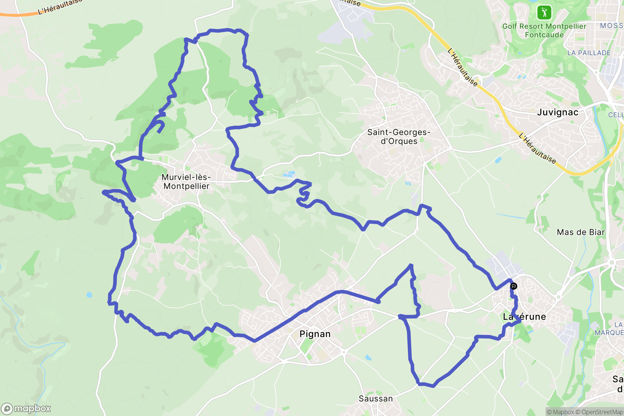 Lavérune : carte du parcours de randonnée - France