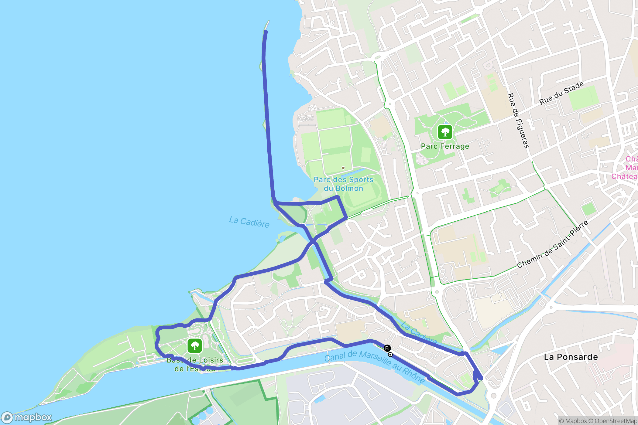 Marignane : carte du parcours de randonnée - France