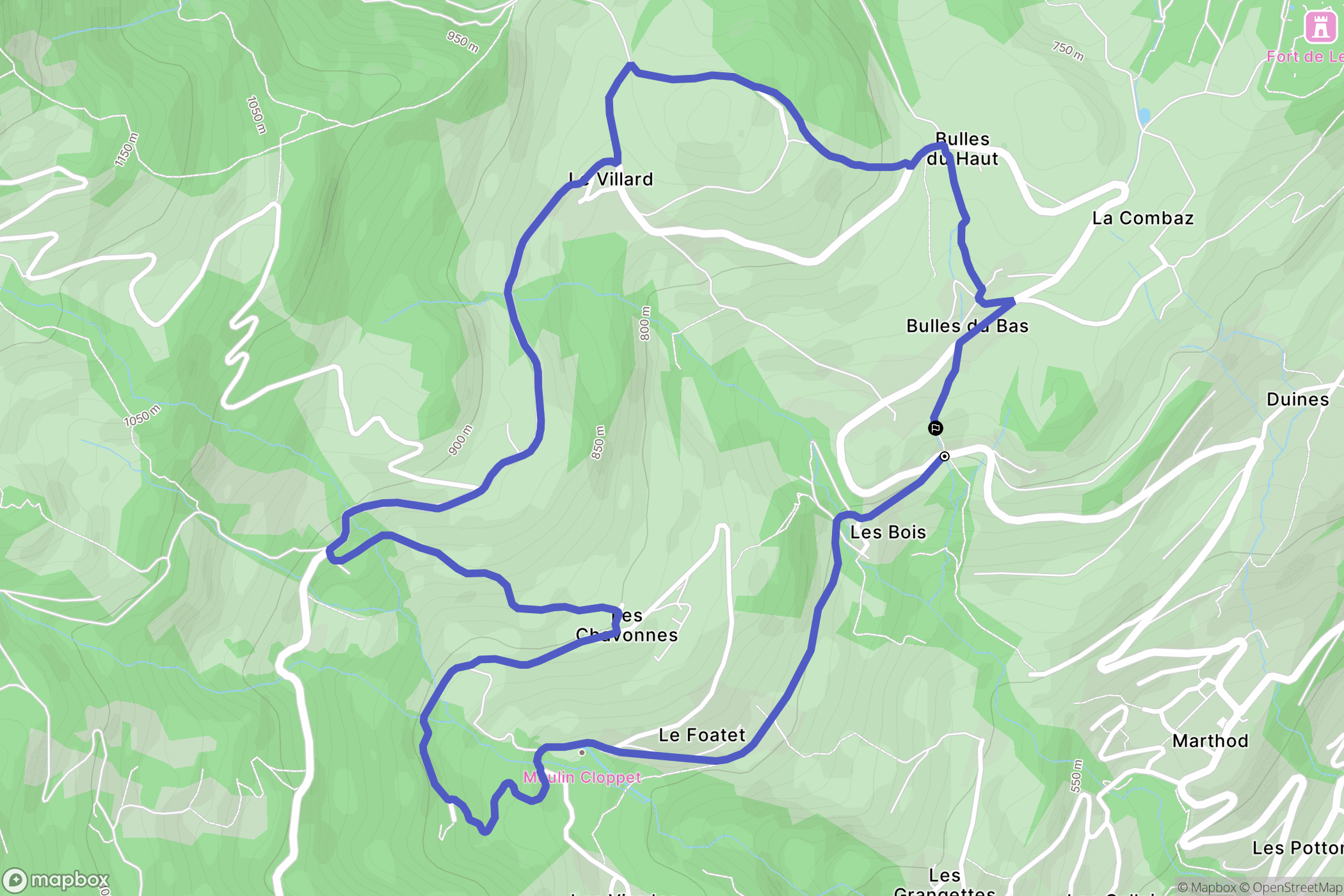 Marthod : carte du parcours de randonnée - France