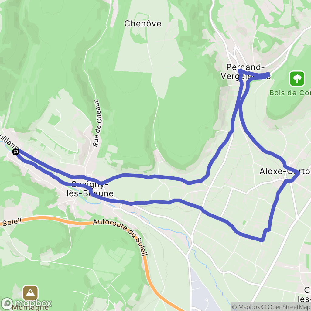 Savigny-lès-Beaune : carte du parcours de randonnée - France