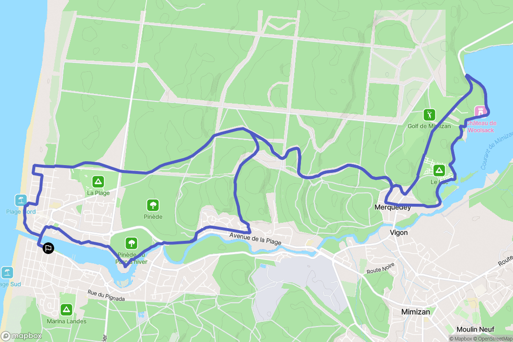 Mimizan : carte du parcours de randonnée - France