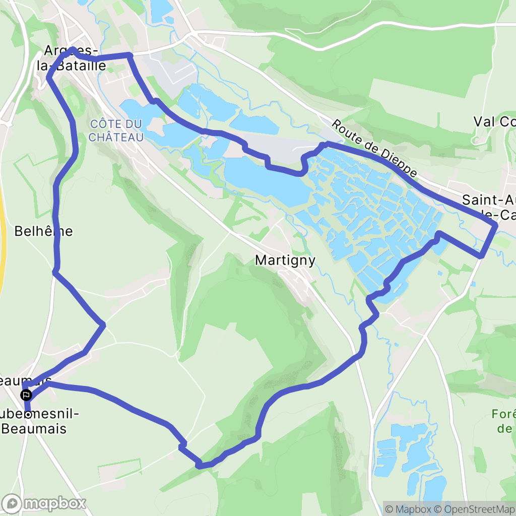 Aubermesnil-Beaumais : carte du parcours de randonnée - France