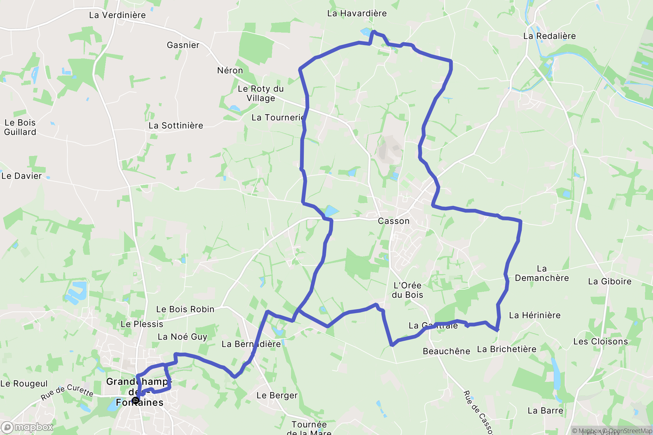 Grandchamp-des-Fontaines : carte du parcours de randonnée - France